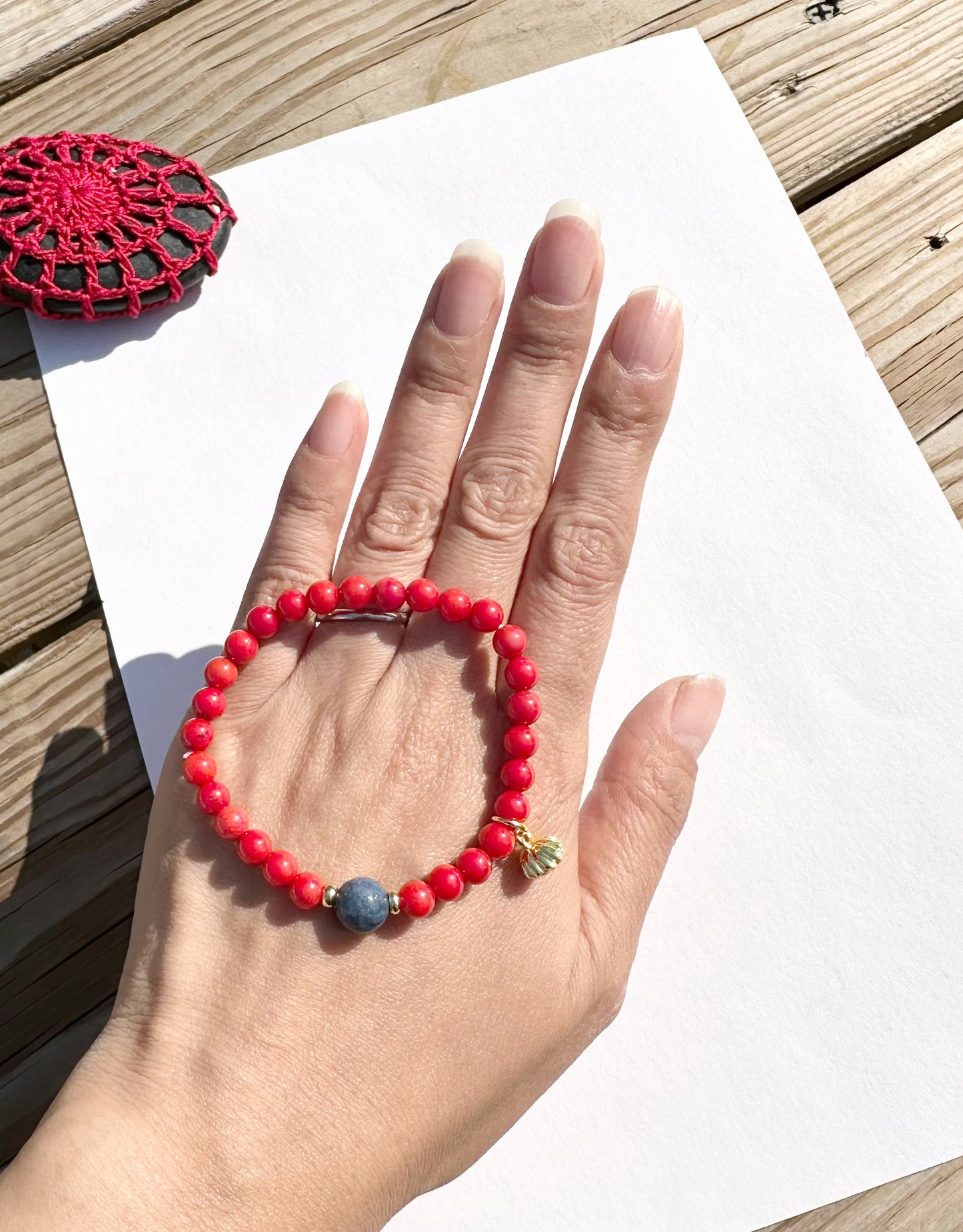 6mm coral Handmade Bracelet, Women bracelet