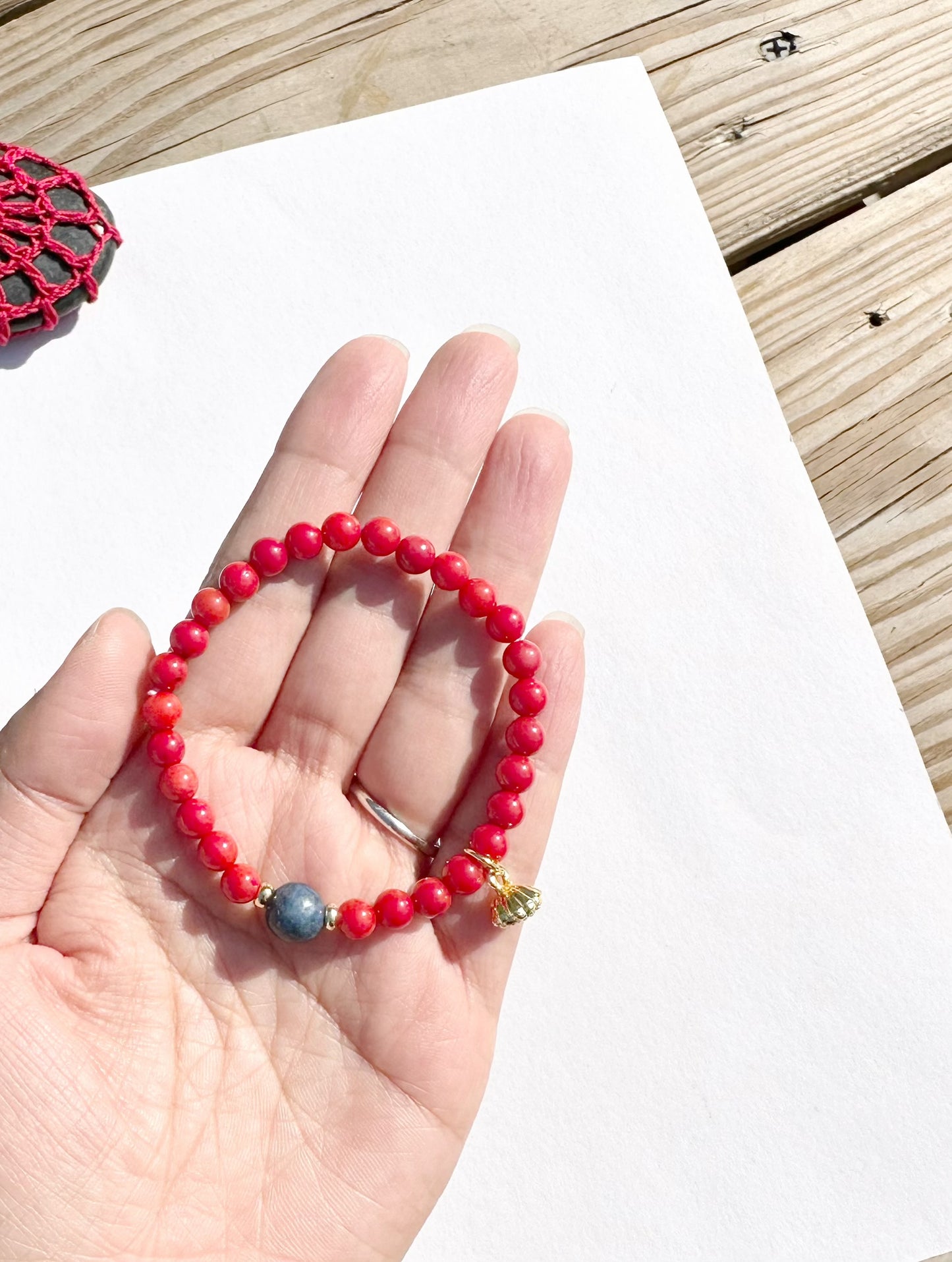 6mm coral Handmade Bracelet, Women bracelet