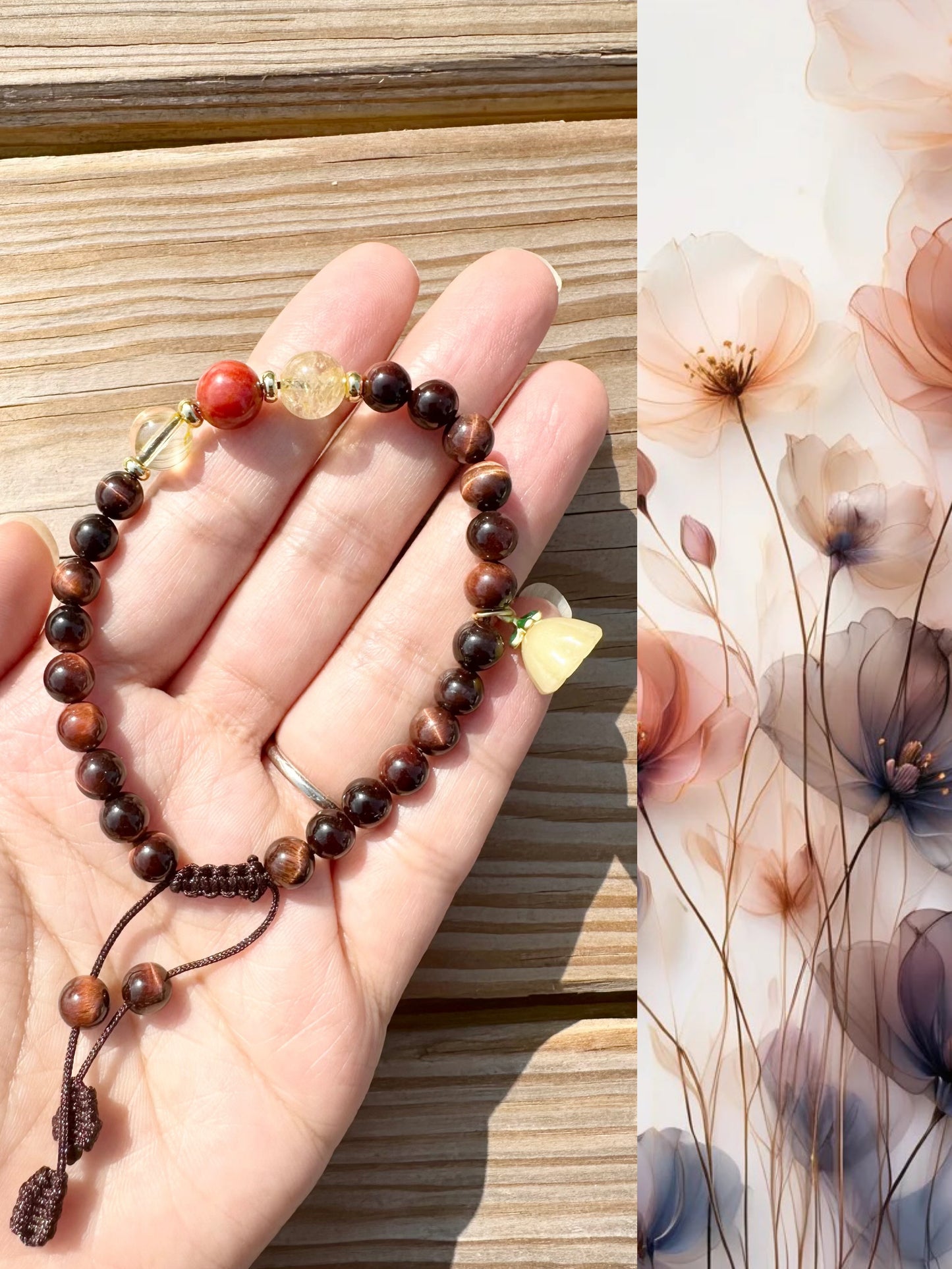 6mm Red Tiger Eye Stretch Handmade Bracelet, Women bracelet