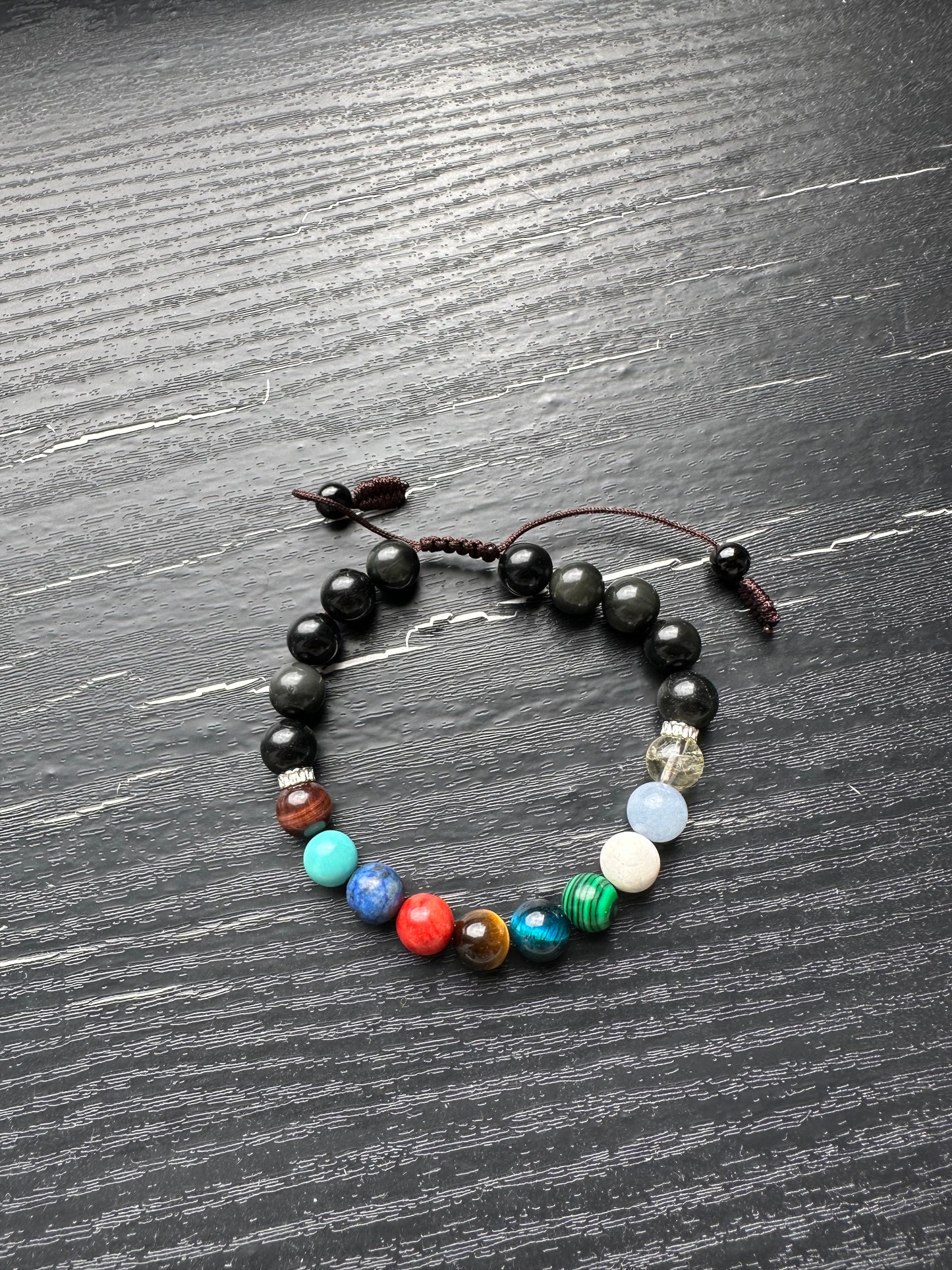 Bracelet For Men Natural Stone Beads 8mm obsidian Bracelet with Yellow Tiger eye, Turquoise, Lapis Lazuli , Coral, Red Tiger Eye, Blue Tiger Eye, Malachite,Howlite Aquamarine, citrine crystal Stretch Bracelets Adjustable Bracelet for Men