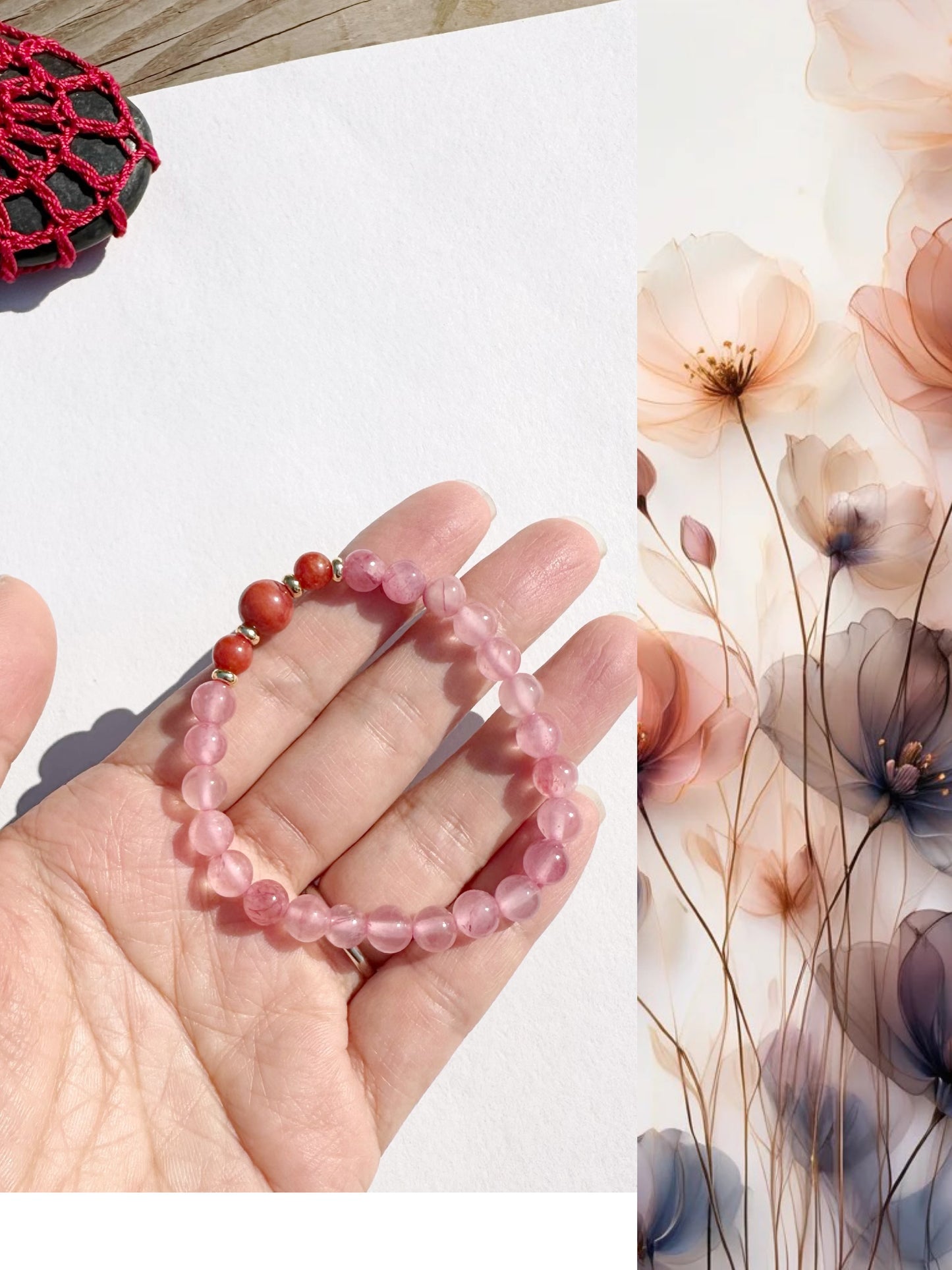 6mm pink chalcedony Handmade Bracelet, Women bracelet