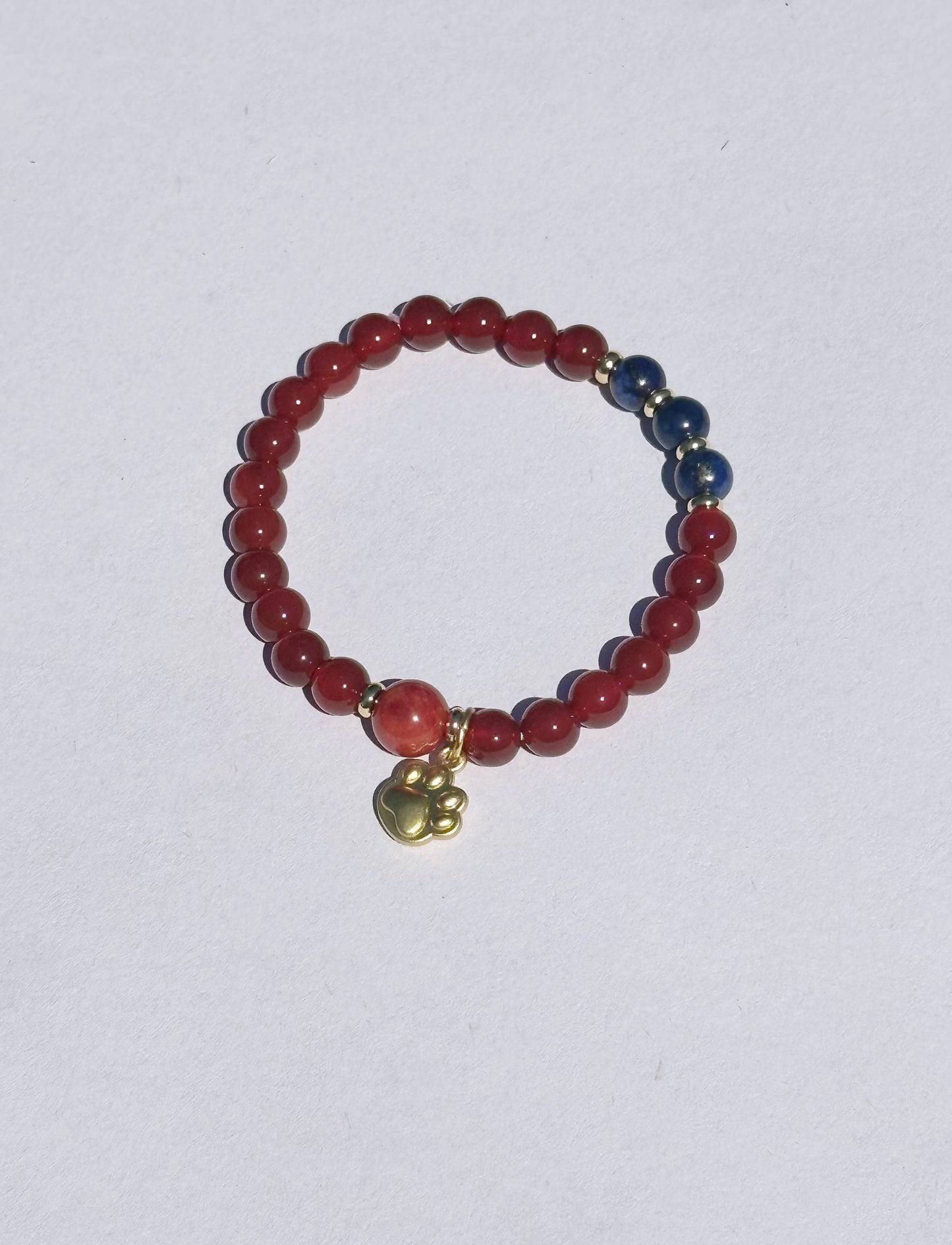 6mm Lapis Red Agate stretches Handmade Bracelet