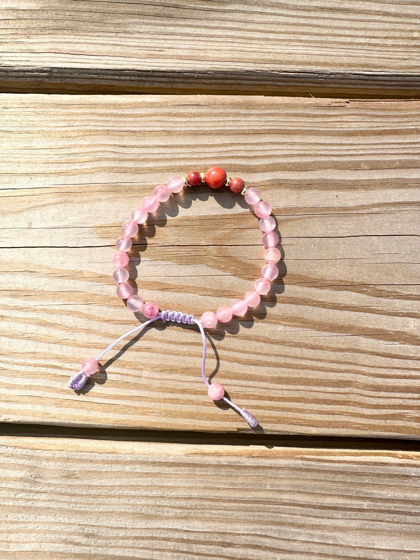 6mm pink chalcedony Handmade Bracelet, Women bracelet