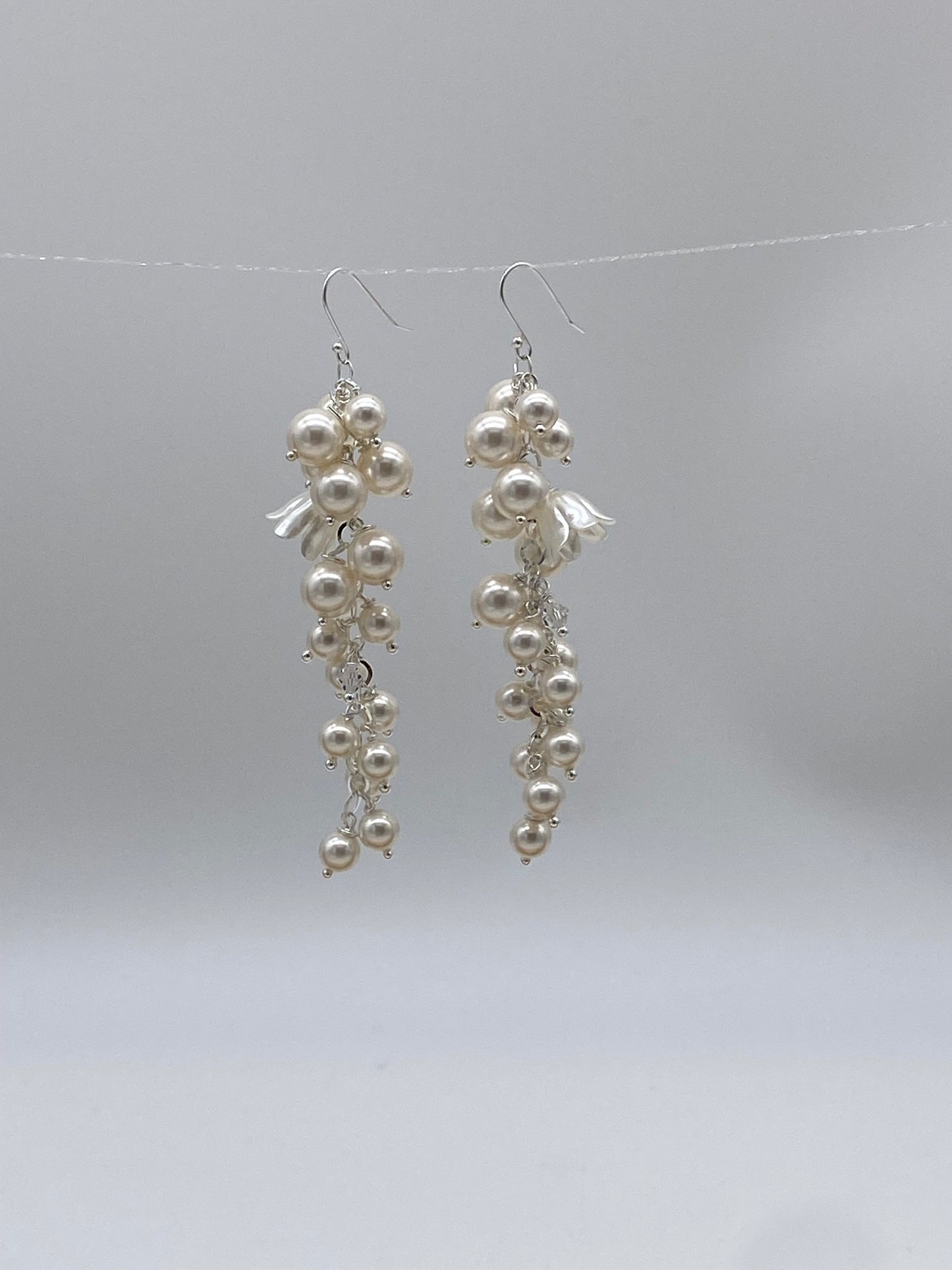 Handmade Dangle Earrings,925 Sterling Silver Hook with Sawarvski pearl