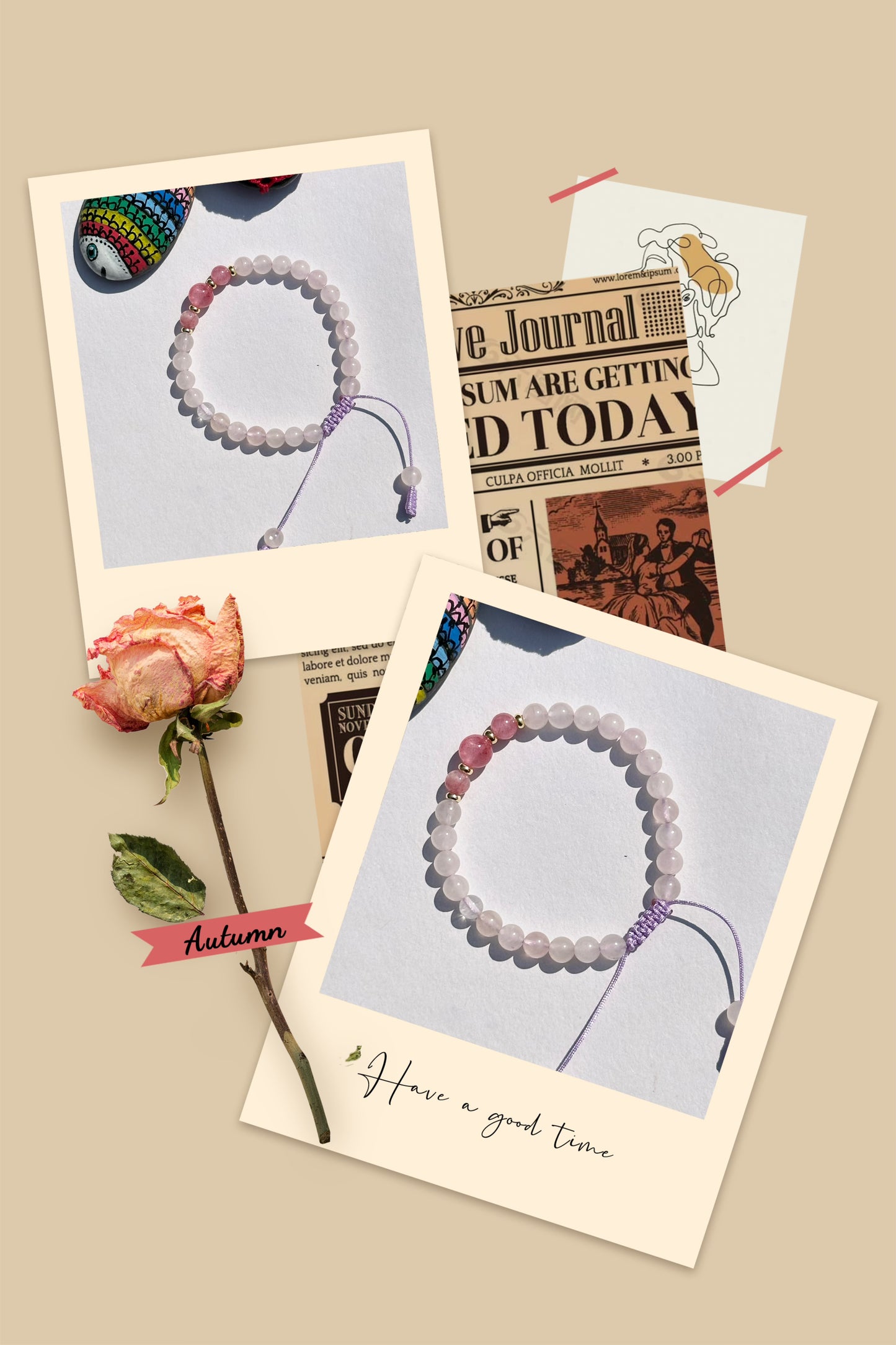 6mm Rose Quartz Stretch Handmade Bracelet, Women bracelet