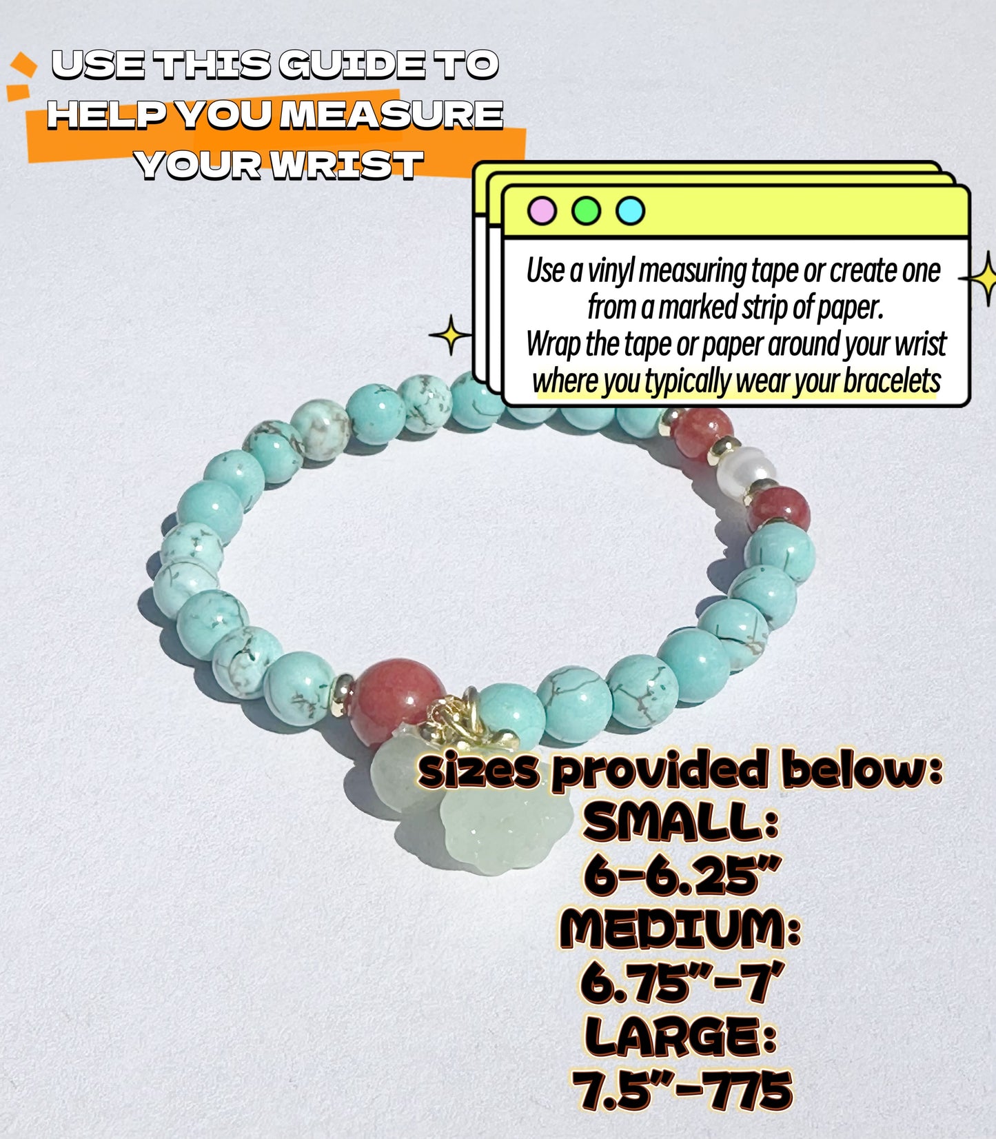 6mm Turquoise Stretch Handmade Bracelet, Women and men bracelet