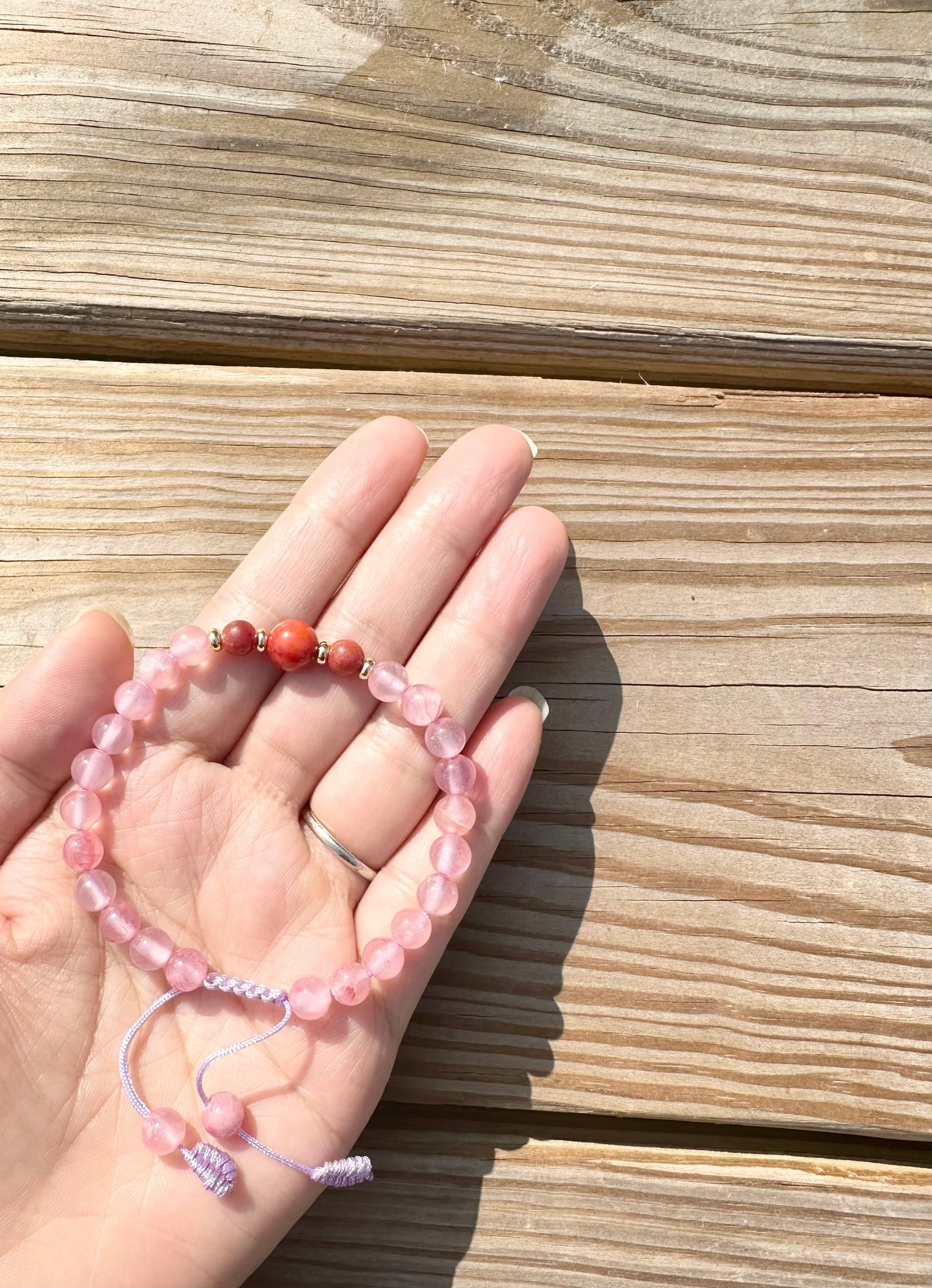 6mm pink chalcedony Handmade Bracelet, Women bracelet