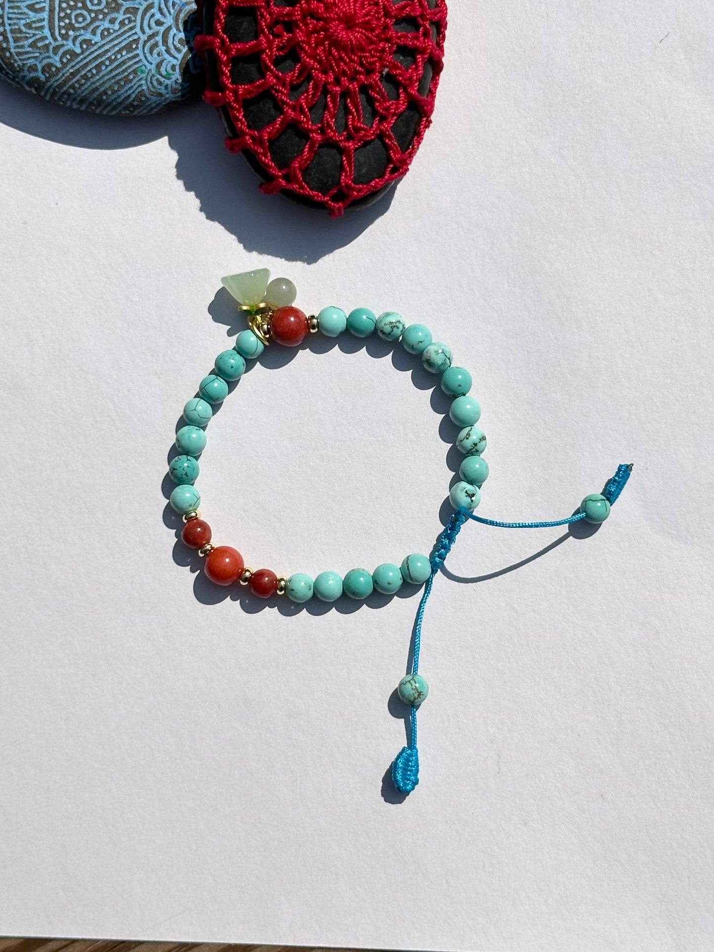 6mm Turquoise Stretch Handmade Bracelet, Women and men bracelet
