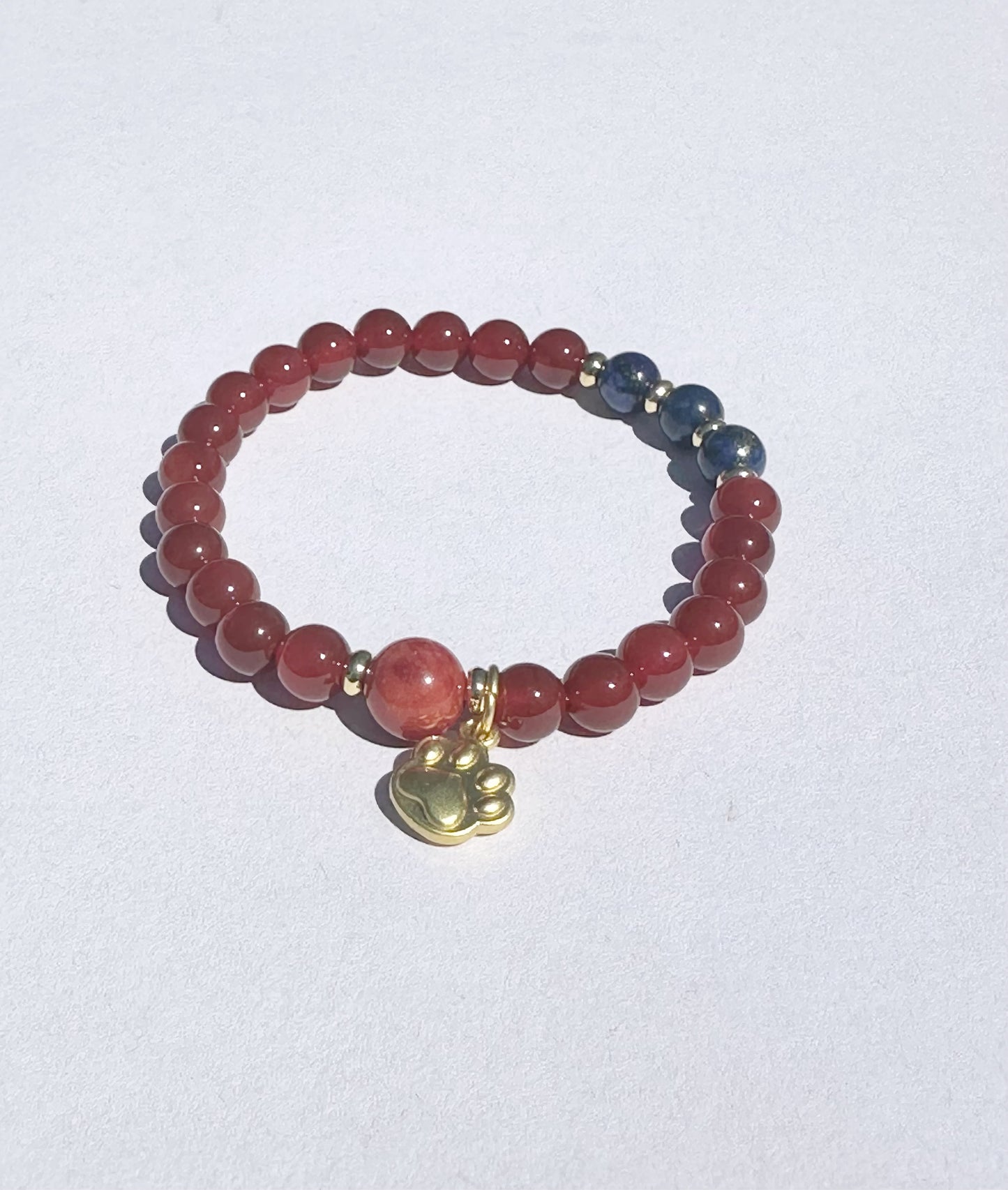 6mm Lapis Red Agate stretches Handmade Bracelet