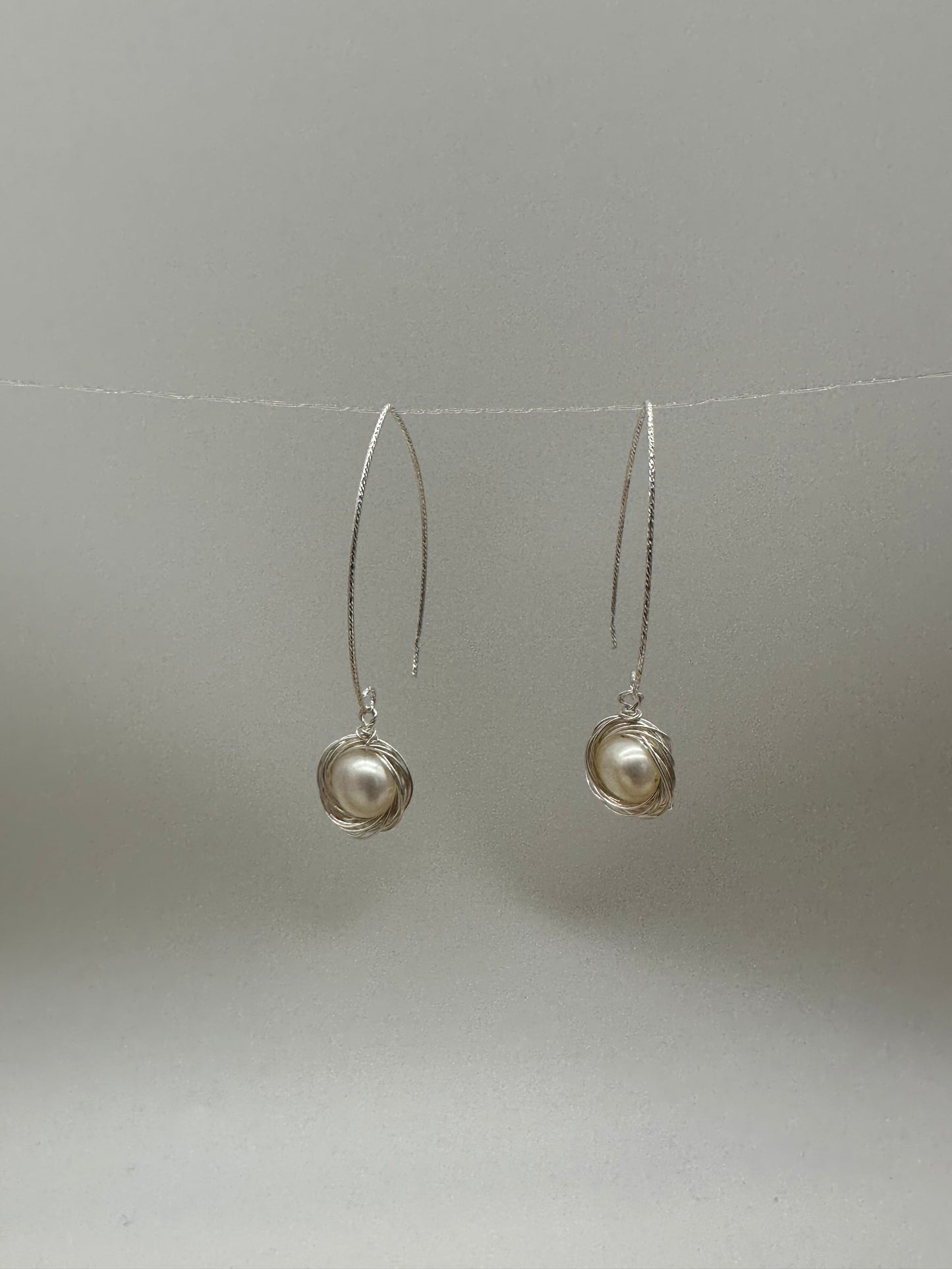 Handmade Dangle Earrings,925 Sterling Silver Hook with Swarovski pearl