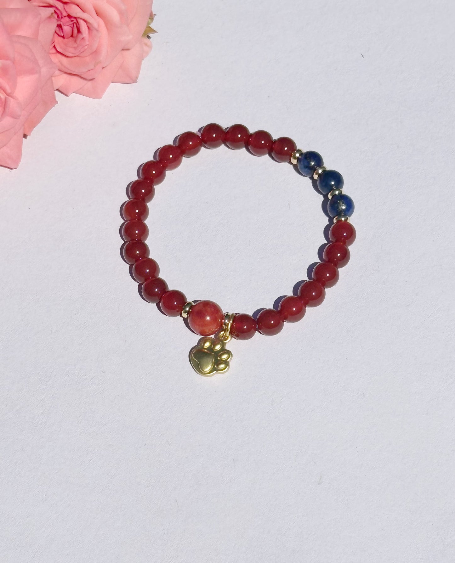 6mm Lapis Red Agate stretches Handmade Bracelet