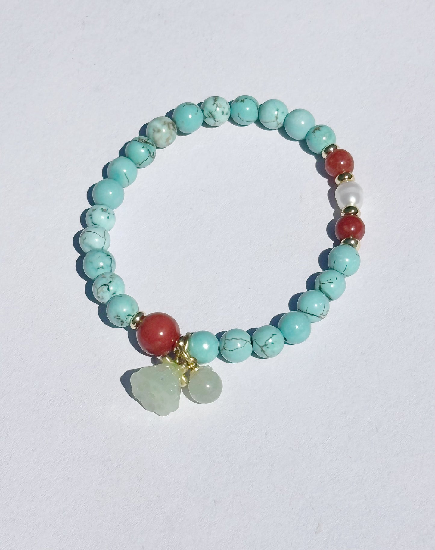 6mm Turquoise Elastic stretches for a secure, easy fit Handmade Bracelet