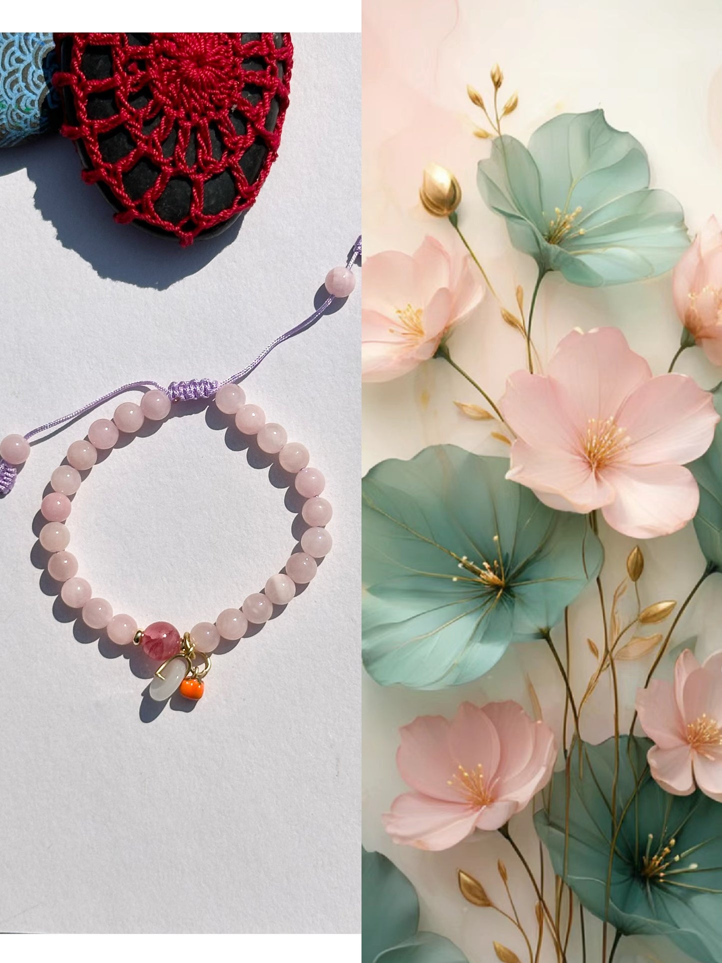 6mm Pink Jade Stretch Handmade Bracelet, Women bracelet