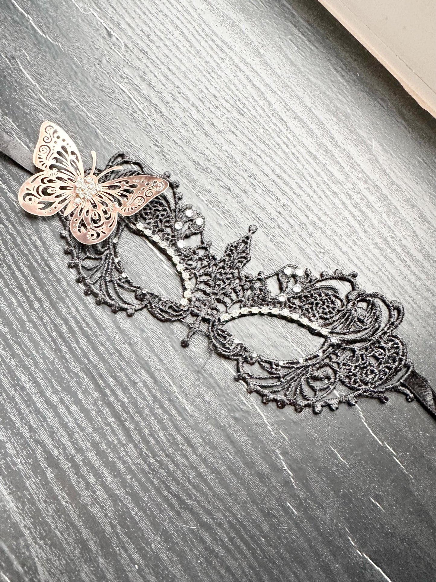 Black soft Lace Mask, Embroidery Mask, Black Mask, Masquerade Mask , Party Mask, Wedding Mask, Halloween Mask, with clear rhinestones
