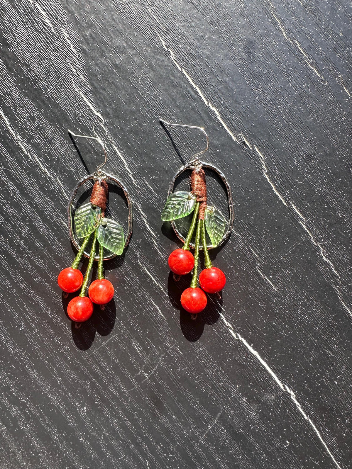 Gold Plated, made with gemstone cherry , size: 2”Length X 3/4” wide