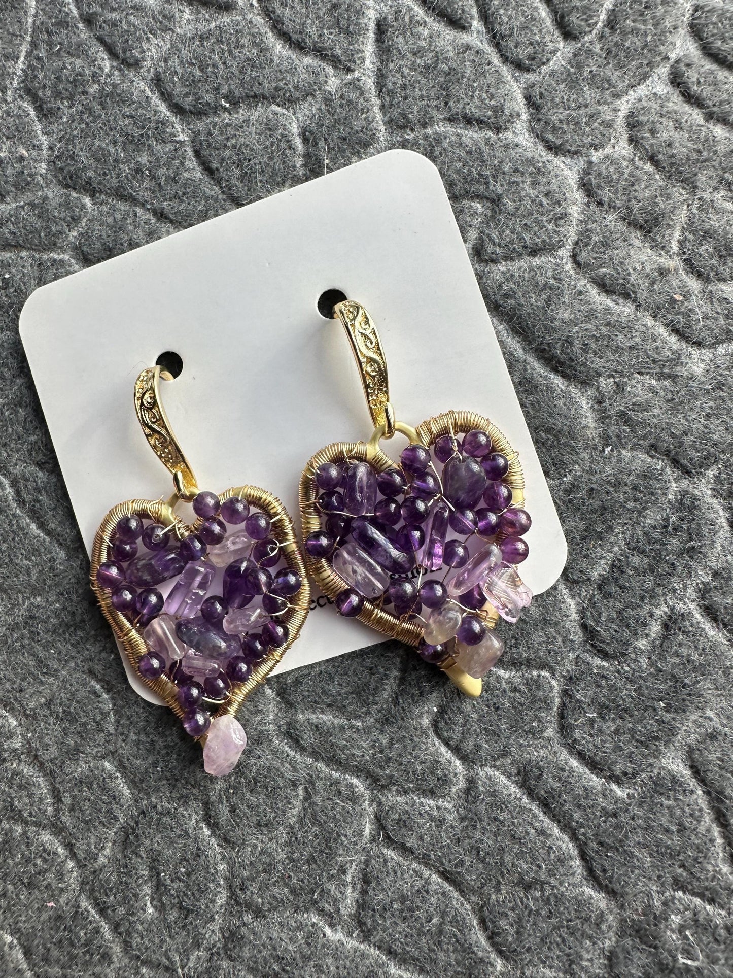 Handmade wire wrapped Earrings with 2mm Lapis Lazuli with gold plated 2.38inches length