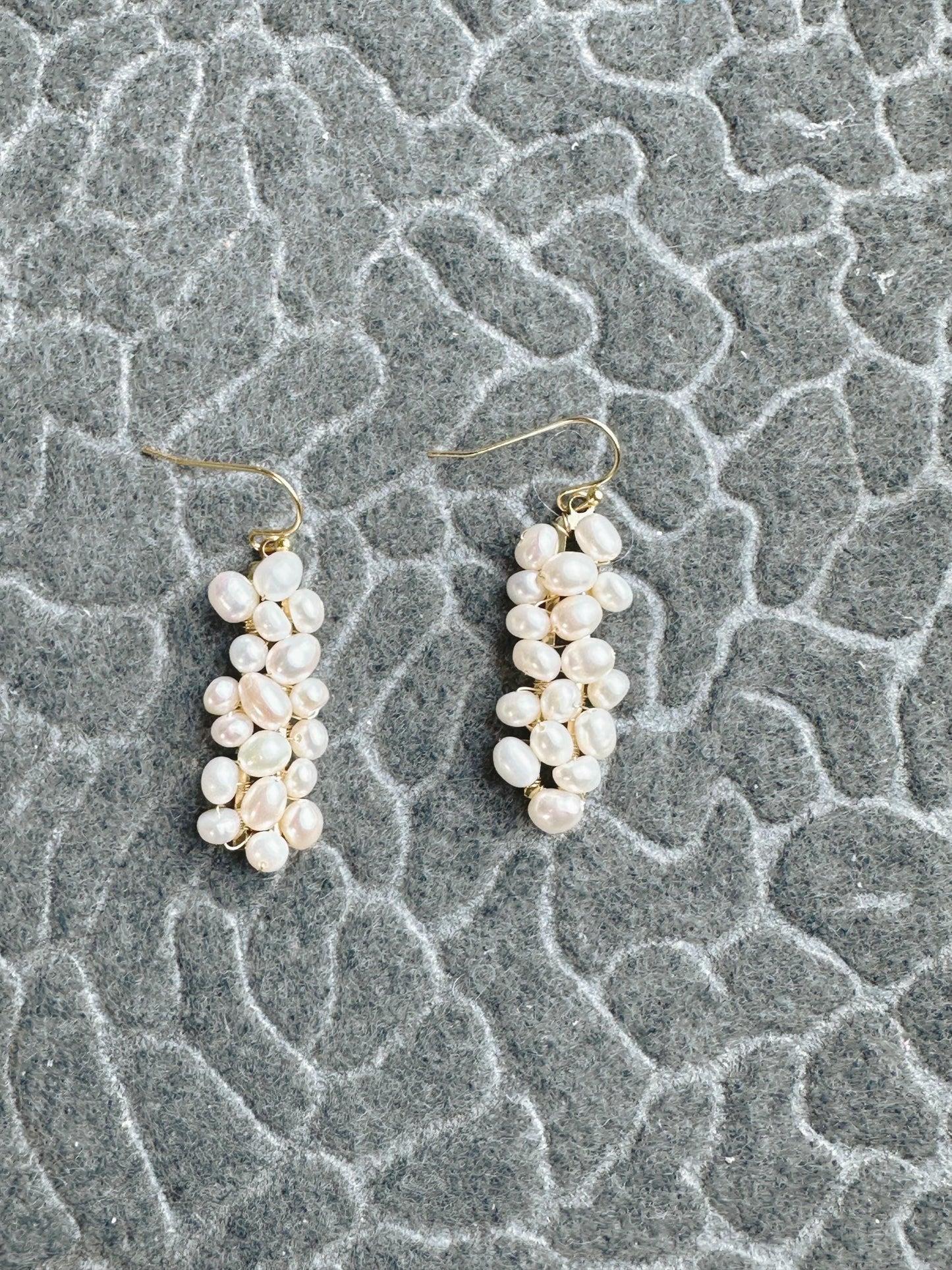 Freshwater Pearl with Gold plated Wire Wrapped Handmade, size: 1.5” length X 0.5” width.