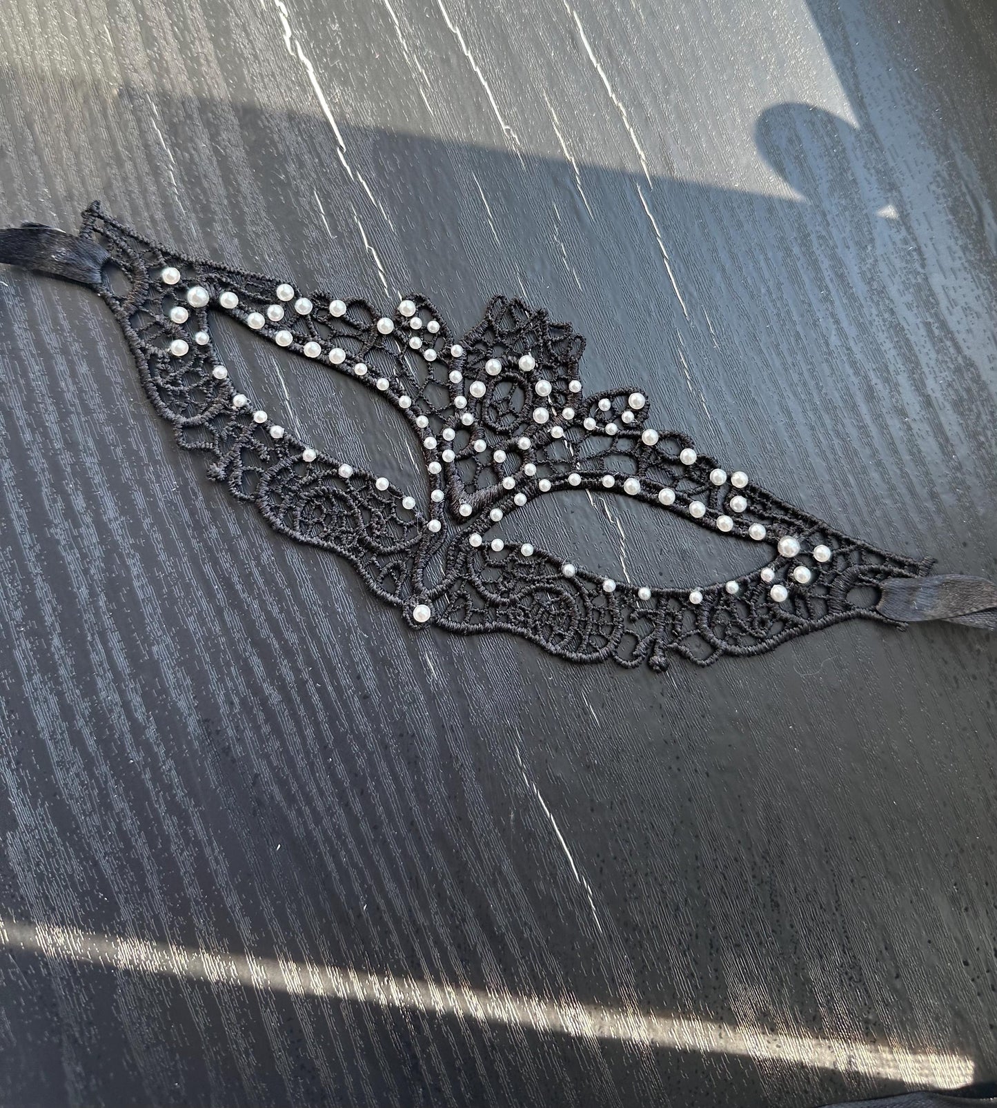 Resin Pearls Embroidery Mask, Masquerade Mask, Party Mask, Wedding Mask, Halloween Mask