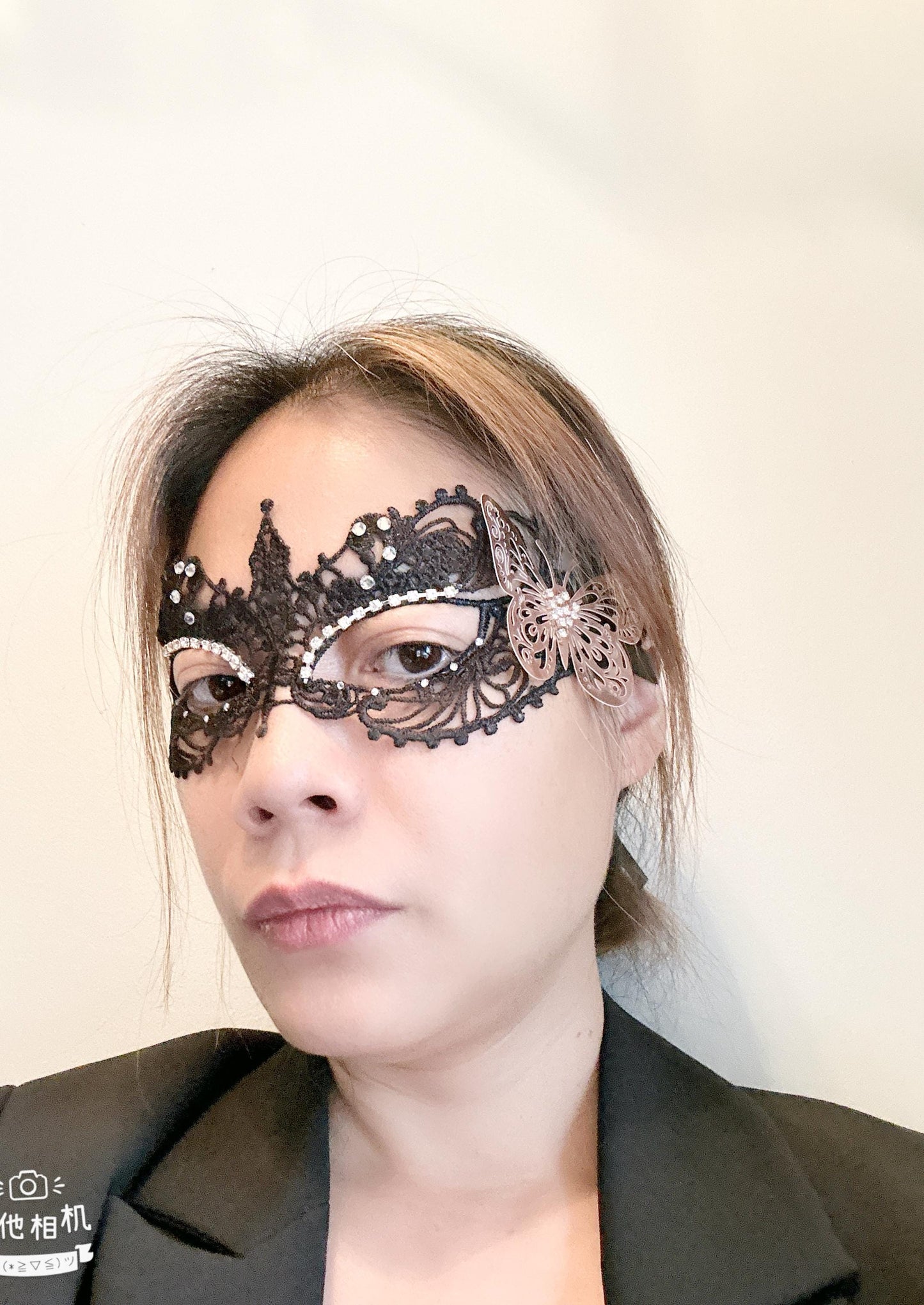 Black soft Lace Mask, Embroidery Mask, Black Mask, Masquerade Mask , Party Mask, Wedding Mask, Halloween Mask, with clear rhinestones