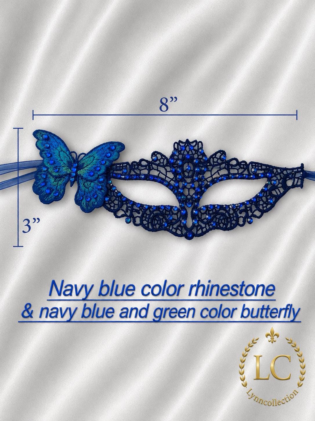 Embroidered Butterfly Masquerade Mask, with Rhinestone, masquerade Mask for Ball Party (with large eye openings for comfort and visibility)