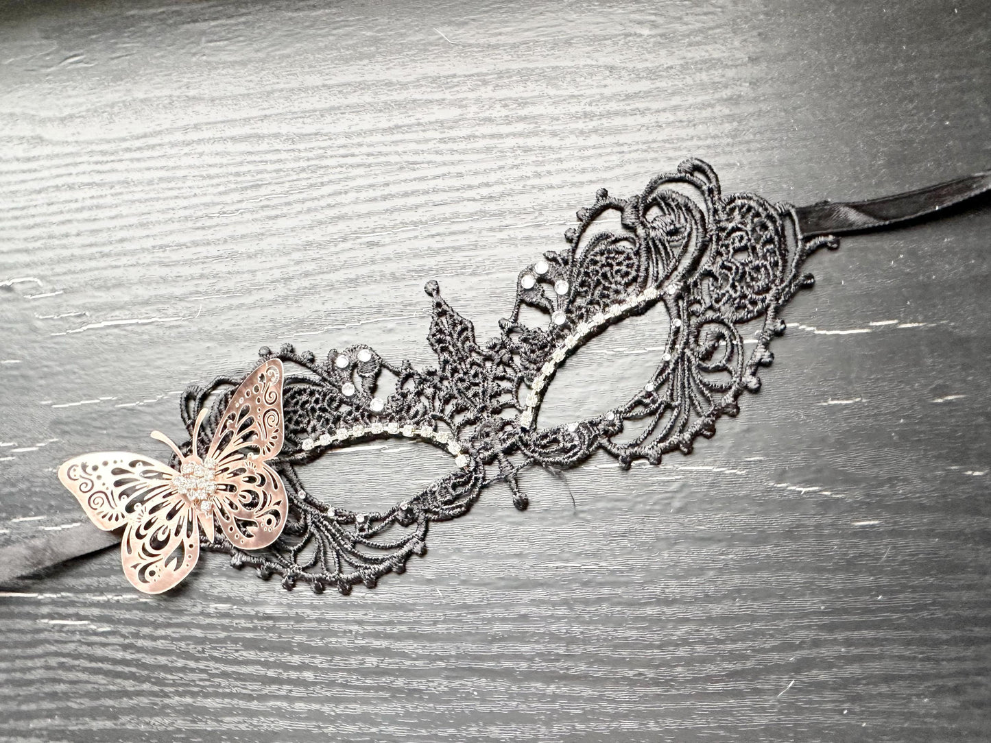 Black soft Lace Mask, Embroidery Mask, Black Mask, Masquerade Mask , Party Mask, Wedding Mask, Halloween Mask, with clear rhinestones