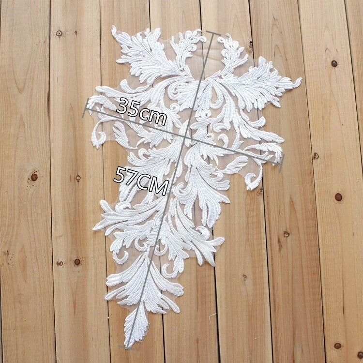 E12 One Piece Off White Color Lace Neckline Trim applique,Wedding Dress applique, Lace Neckline Trim Embroidery Patch size: 23”x14”