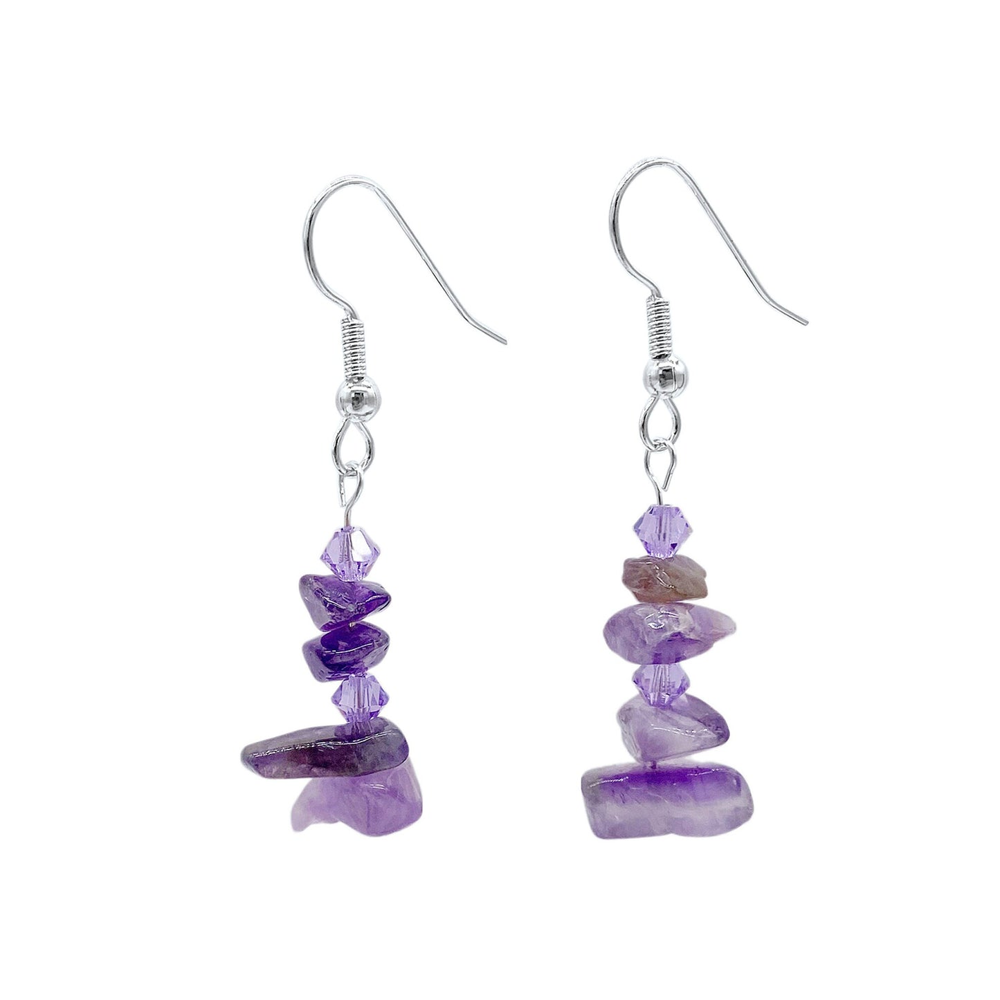 handmade earrings, Dangle Earrings, Silver plated Hook with Amethyst
