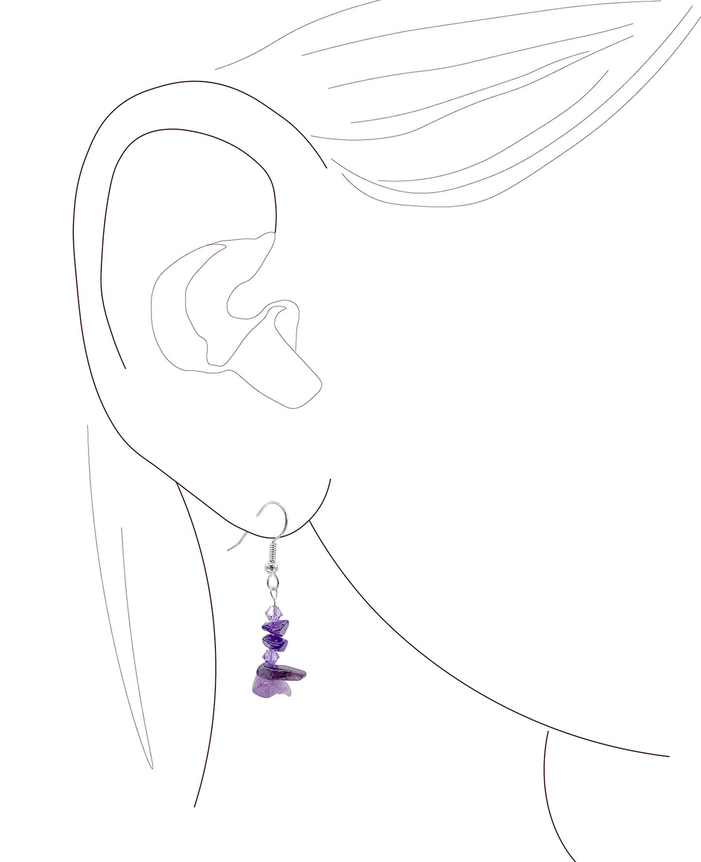 handmade earrings, Dangle Earrings, Silver plated Hook with Amethyst