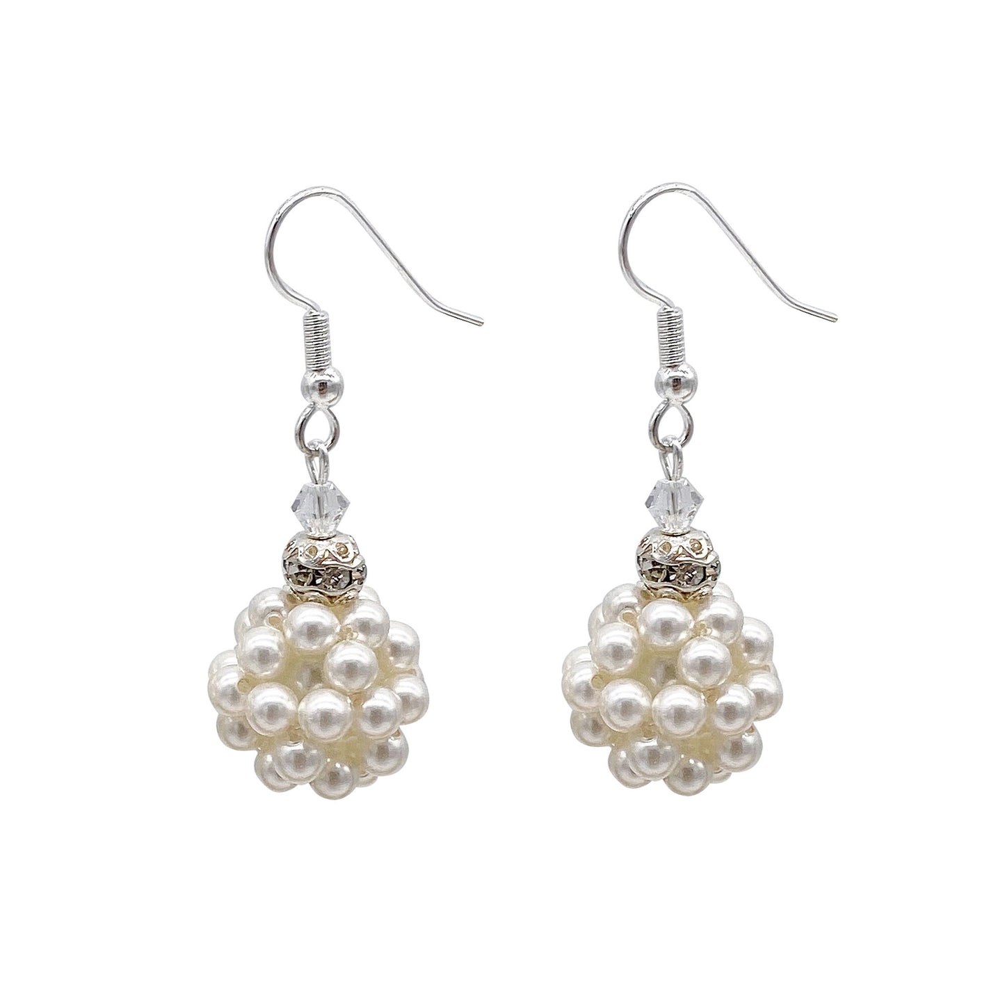 handmade earrings, Dangle Earrings,925 Sterling Silver Hook with Swarovski pearls