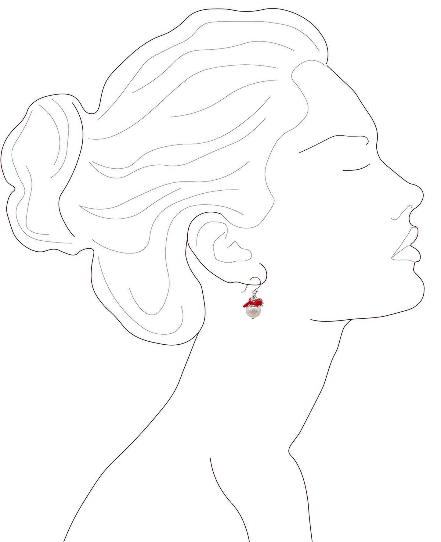 Dangle Earrings, 925 Sterling Silver Hook with Swarovski pearls turquoise and red coral