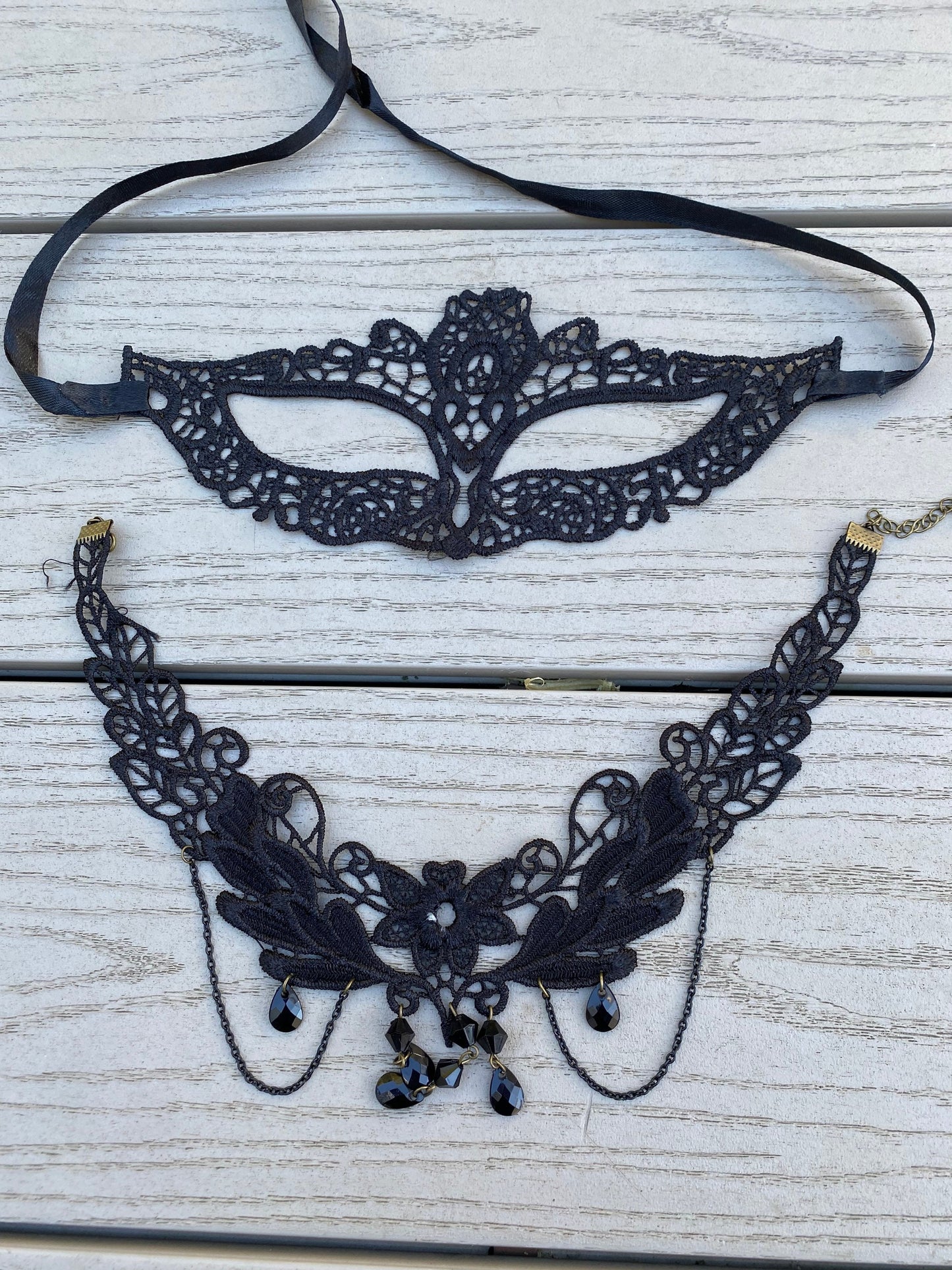 Black soft Lace Mask, with black soft lace nacklace set , Embroidery Mask, AppBlack Mask, Party Mask, Wedding Mask, Halloween Mask