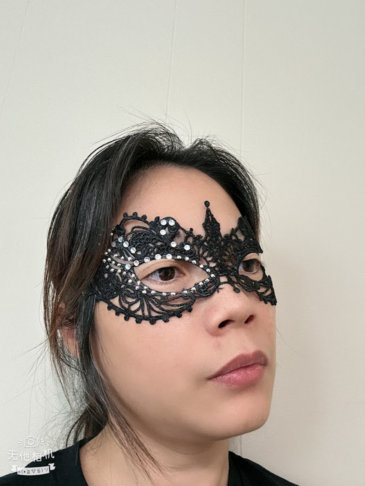 Black soft Lace Mask with clear color Rhinestones, Embroidery, Appliques, Black Mask, Party Mask, Wedding Mask, Halloween Mask