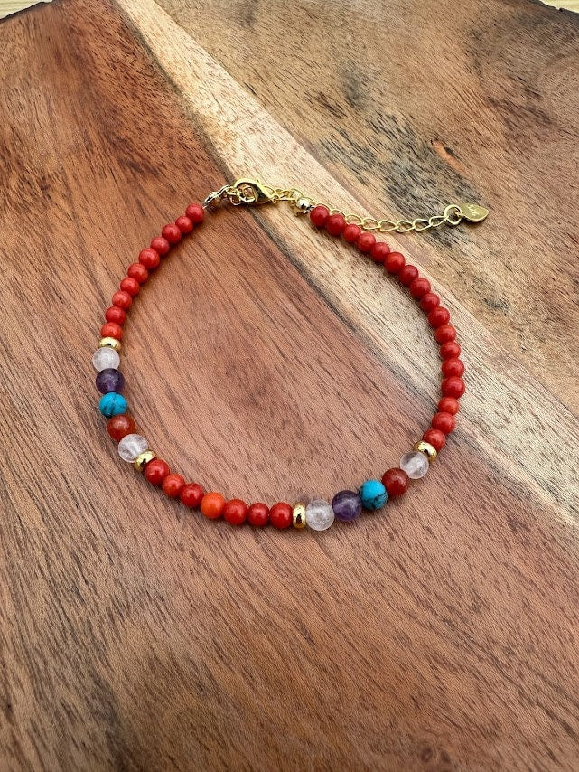 18k gold plated with Coral Beads handmade bracelet