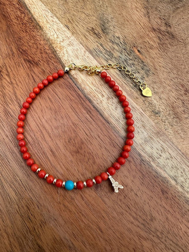 18k gold plated with Coral Beads handmade bracelet