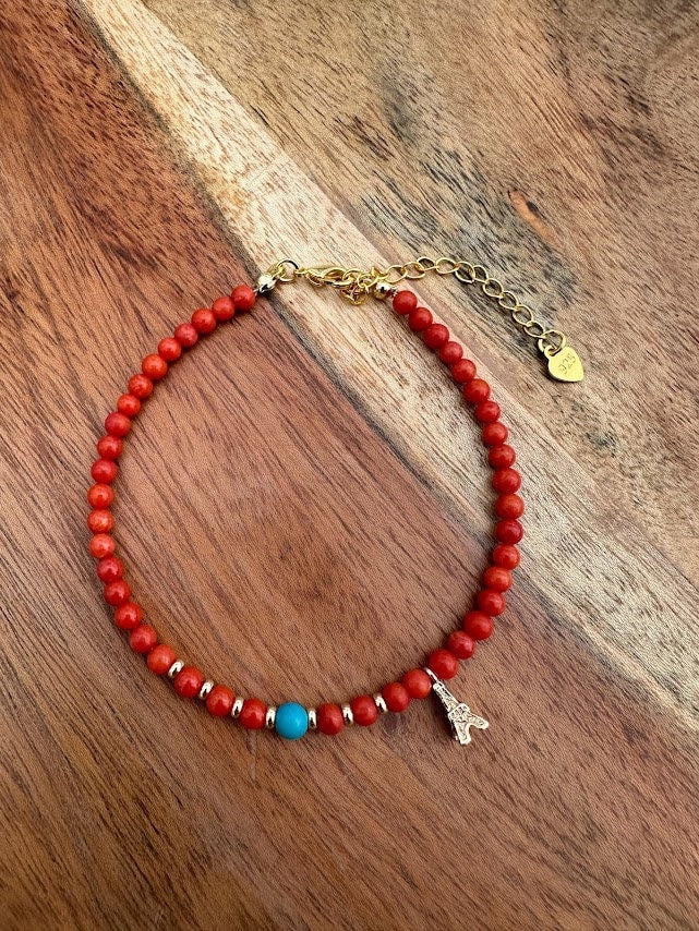 18k gold plated with Coral Beads handmade bracelet