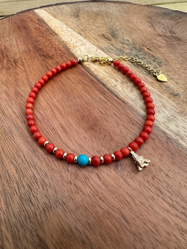 18k gold plated with Coral Beads handmade bracelet