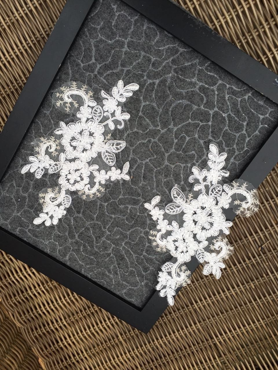 A36 Lace appliques ,wedding applique,two pairs Lace appliques, Embroidered Appliques A36