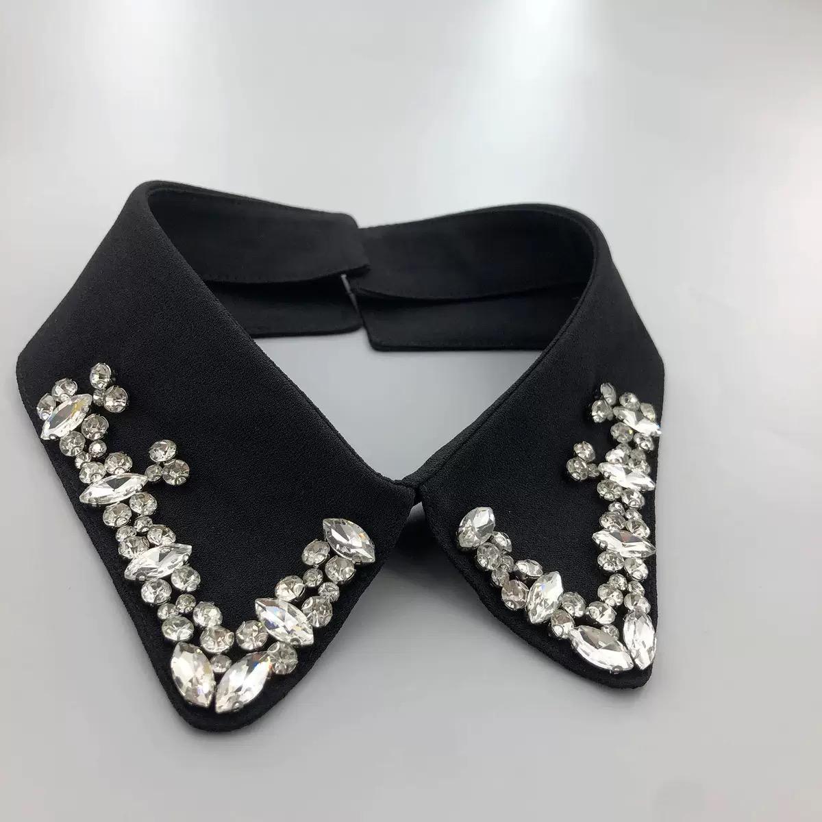 Beaded Black Detachable Collar: Women's Fashion Lapel