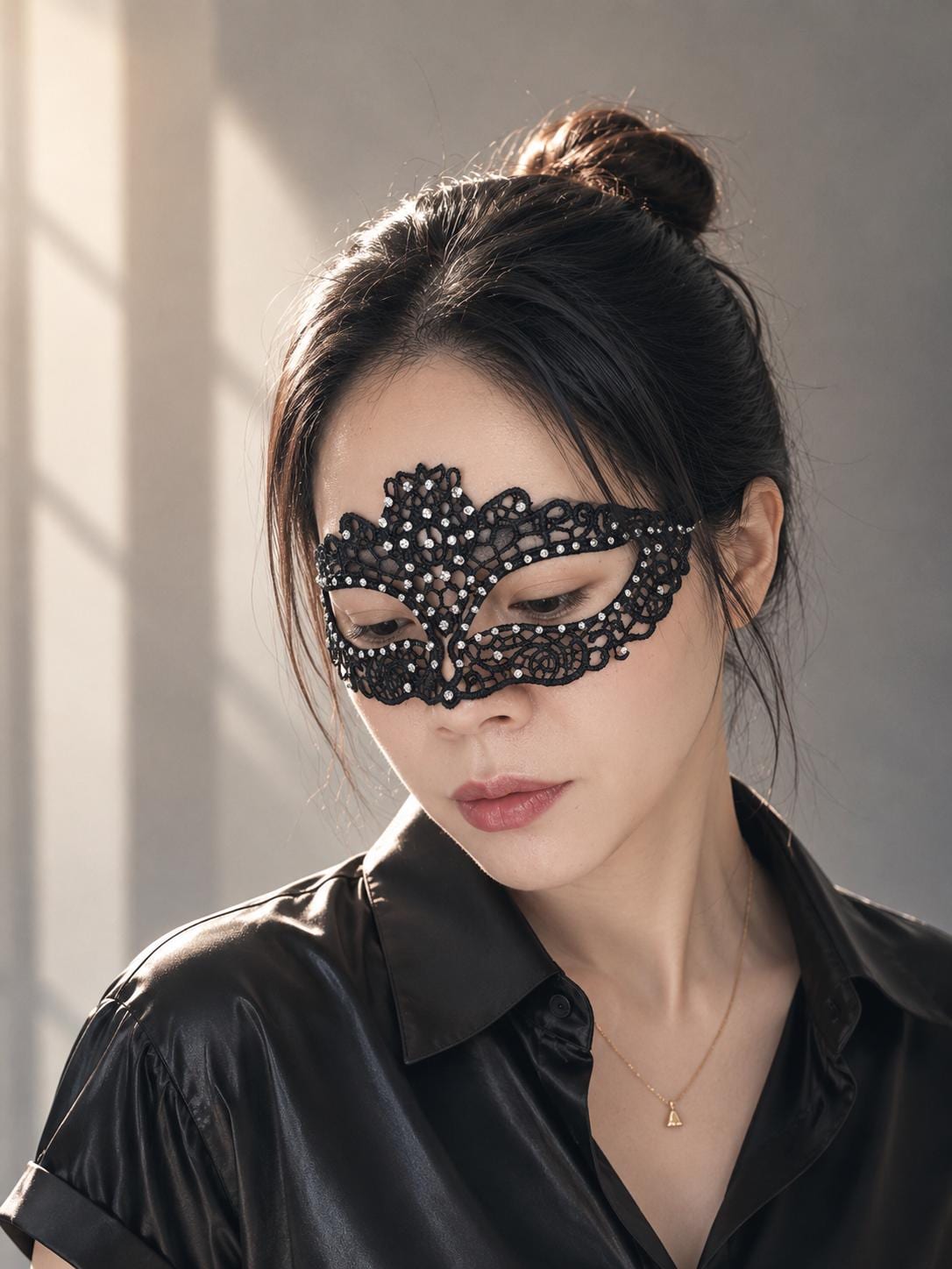 Masquerade Mask, with Rhinestone ( 93-96 pieces rhinestone) Mask for Halloween party( with large eye openings for comfort and visibility)
