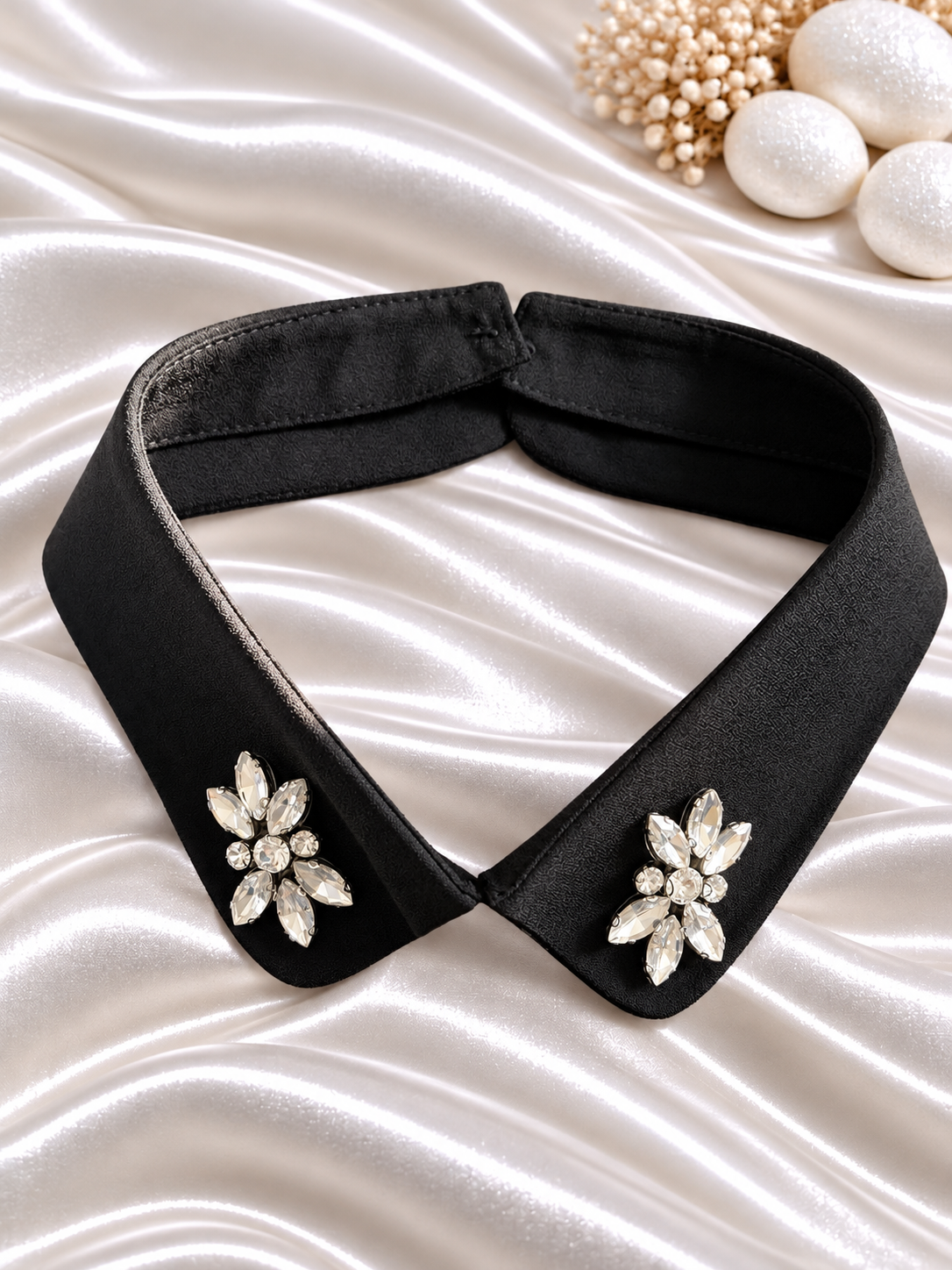 #9 Detachable Collar: Women's Fashion Lapel , Hand-stitch Rhinestone Collar