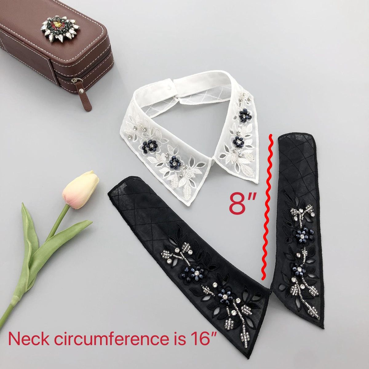 Beaded Black False Collar: Women's Fashion Lapel
