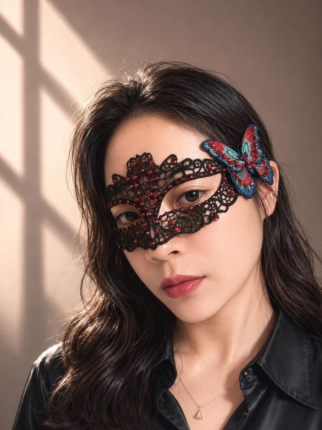 Embroidered Butterfly Masquerade Mask, with Rhinestone, masquerade Mask for Ball Party (with large eye openings for comfort and visibility)