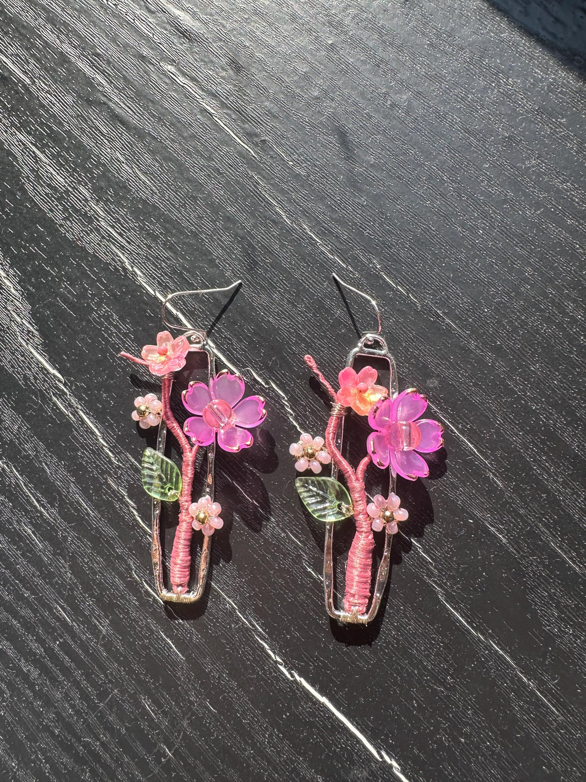 Gold Plated, cherry blossom, size: 2 1/4” Length X 3/4” wide