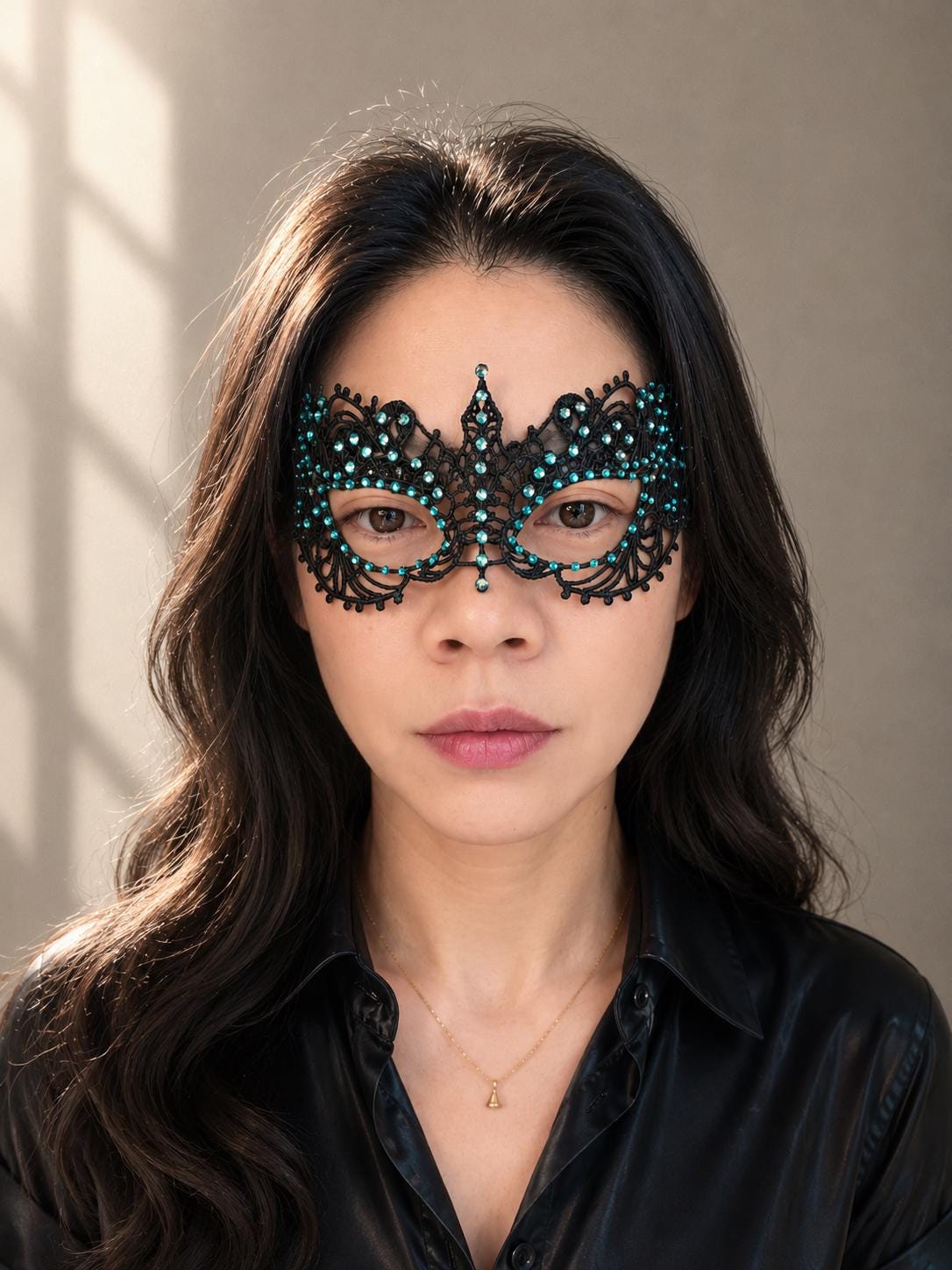 Rhinestone Lace Masquerade Mask: Hard Embroidery Party Mask, approx 130-140 pieces rhinestones