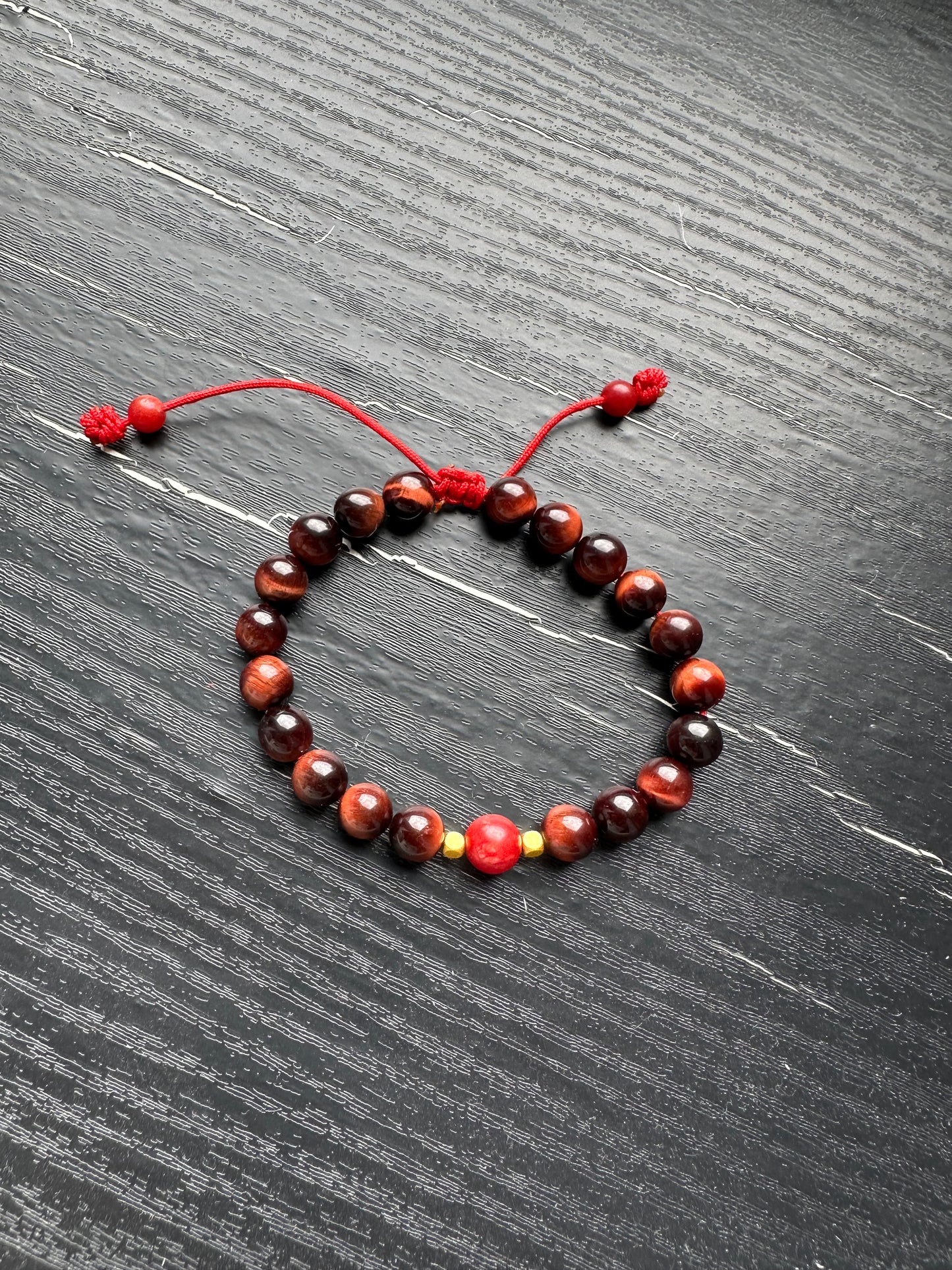 Bracelet For Men Natural Stone Beads 8mm Red Tiger Eye, coral  Stretch Bracelets Adjustable Bracelet for Men