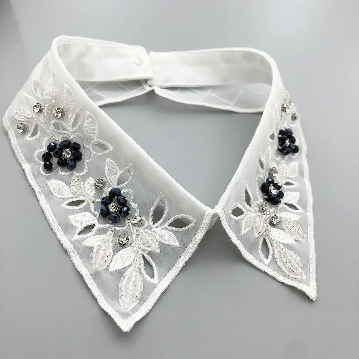 Beaded Black False Collar: Women's Fashion Lapel