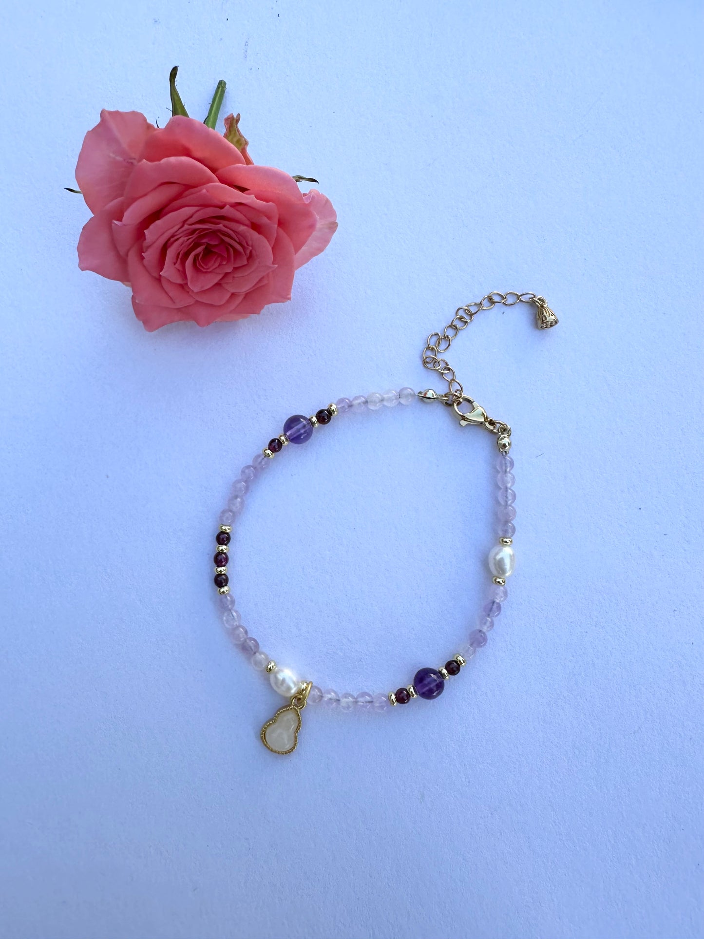 925 Sterling Silver gold plated with Natural Lavender Amethyst bracelet