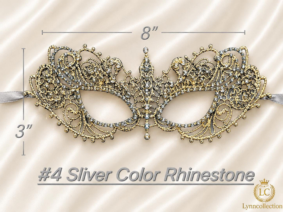 Bronze-colored color Masquerade Mask, Halloween Party Mask, Luxury Masquerade Mask Womens Lace Eye Mask