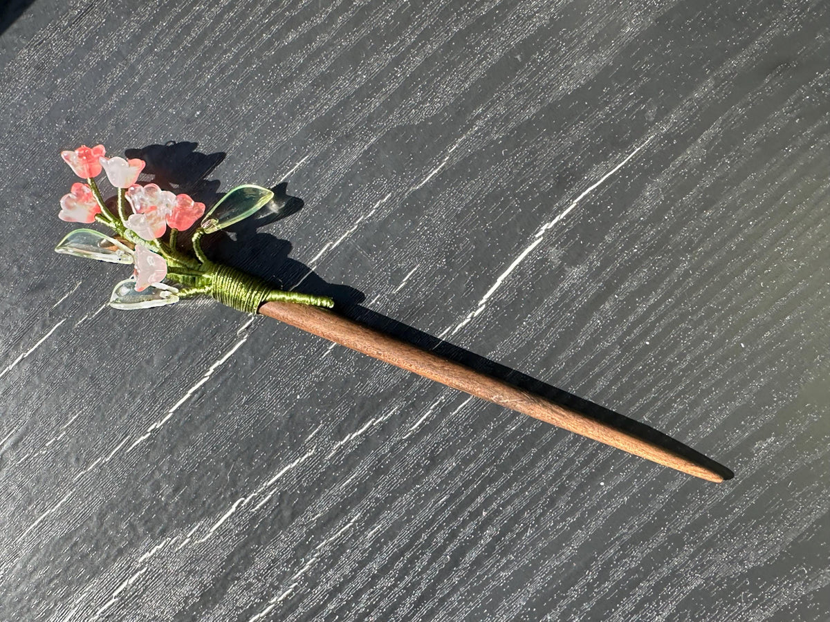 Vintage Hair Stick, lily of the valley Hairpin, Ancient Style Costume Handmade wooden Hair Accessory