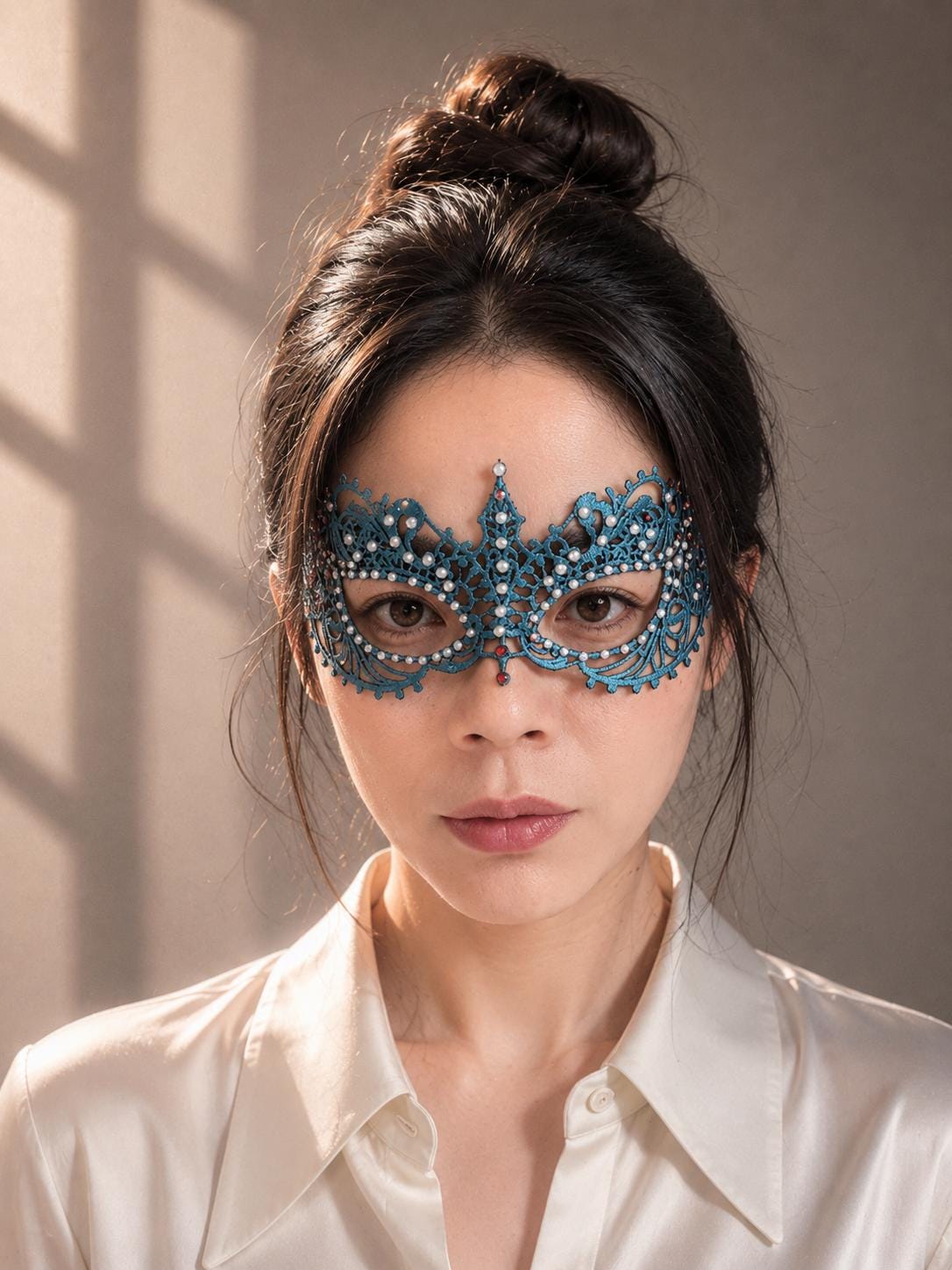 Turquoise Color Masquerade Mask, Rhinestone Venetian Eye Mask, Lace Costume Mask, Mardi Gras, Carnival, Prom, Halloween